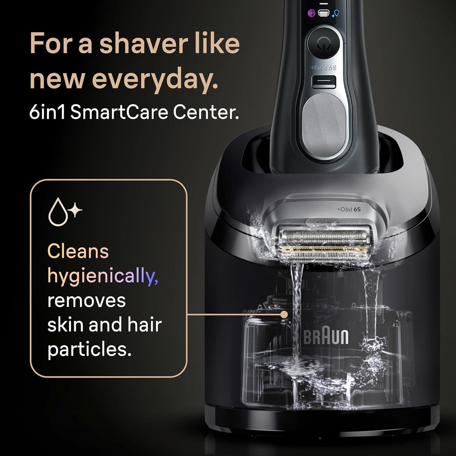 Braun Series 9 PRO+ Electric Shaver, Pro SensoAdapt, 6in1 SmartCare Center, Wet & Dry Razor, 9660CCPS, Black(9660cc)