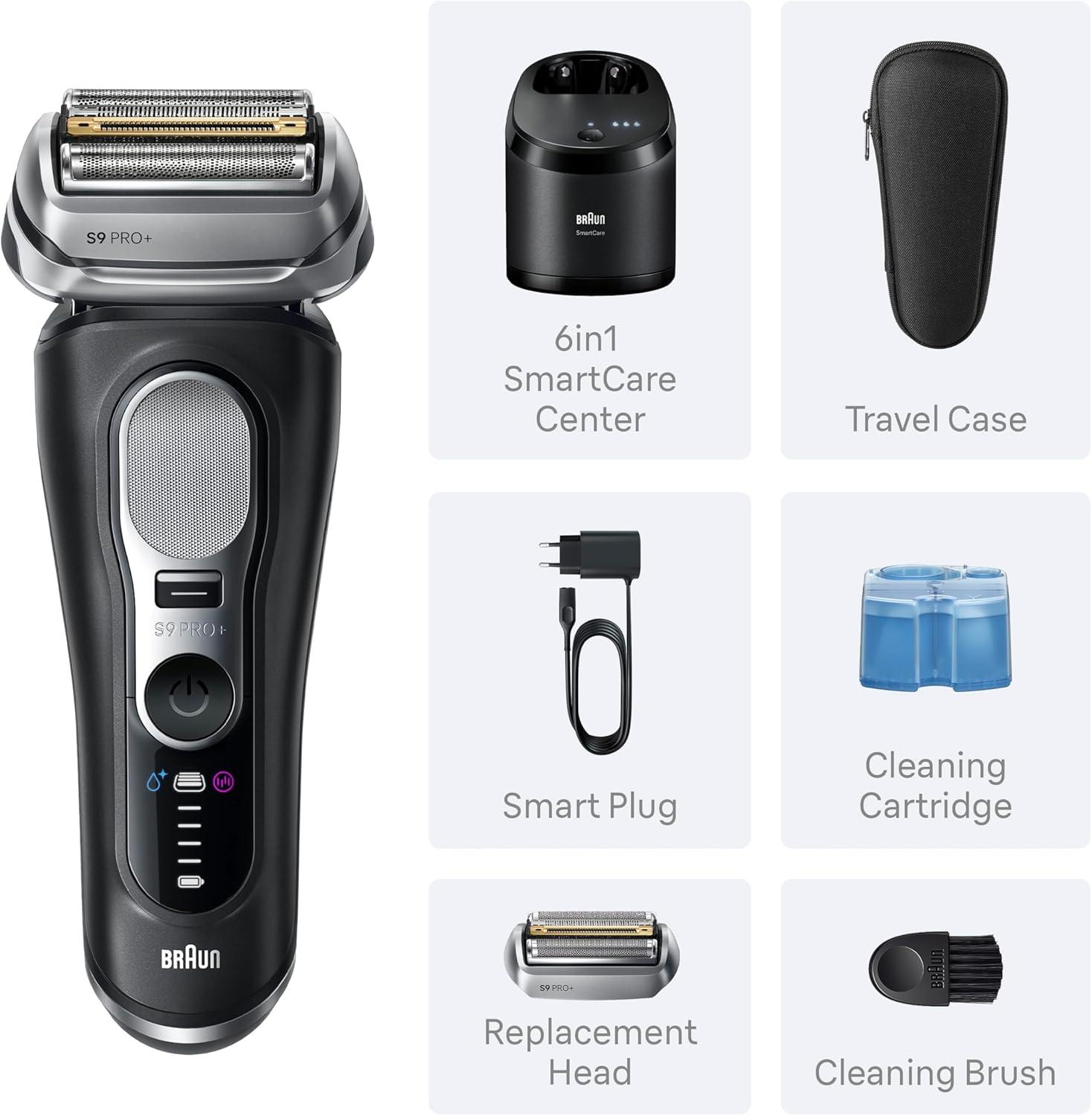 Braun Series 9 PRO+ Electric Shaver, Pro SensoAdapt, 6in1 SmartCare Center, Wet & Dry Razor, 9660CCPS, Black(9660cc)