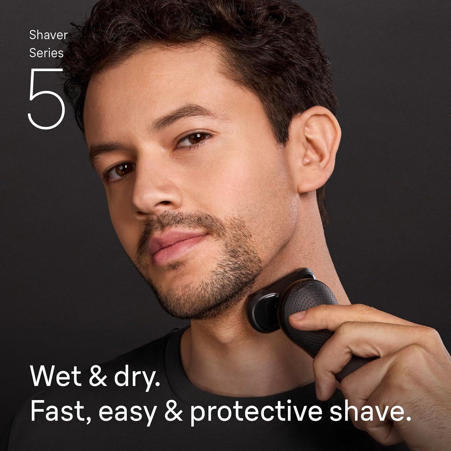 Braun Electric Razor for Men Series 5, Electric Shaver, Precision Trimmer, Extra Shaver Head, 4-in-1 Clean & Charge Center, S5 5165ps