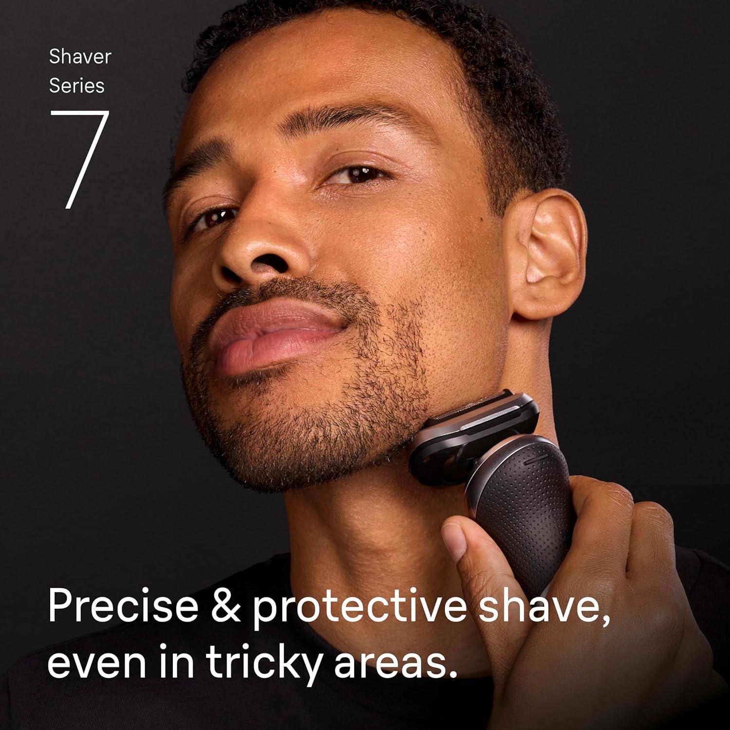 Braun Electric Shaver for Men, Series 7 7177cc, Wet & Dry Shave, Turbo & Gentle Shaving Modes, Waterproof Foil Shaver, Space Grey(Grey)
