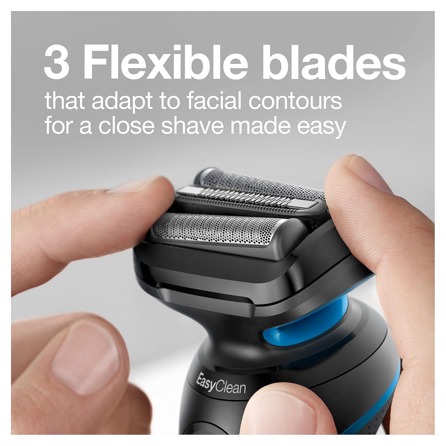 Braun Electric Shaver for Men, Series 5 5118s, Waterproof, Wet & Dry Shave, Turbo Shaving Mode, Foil Shaver with Precision Trimmer, Battery Powered, 50 Minute Battery Runtime(Black)