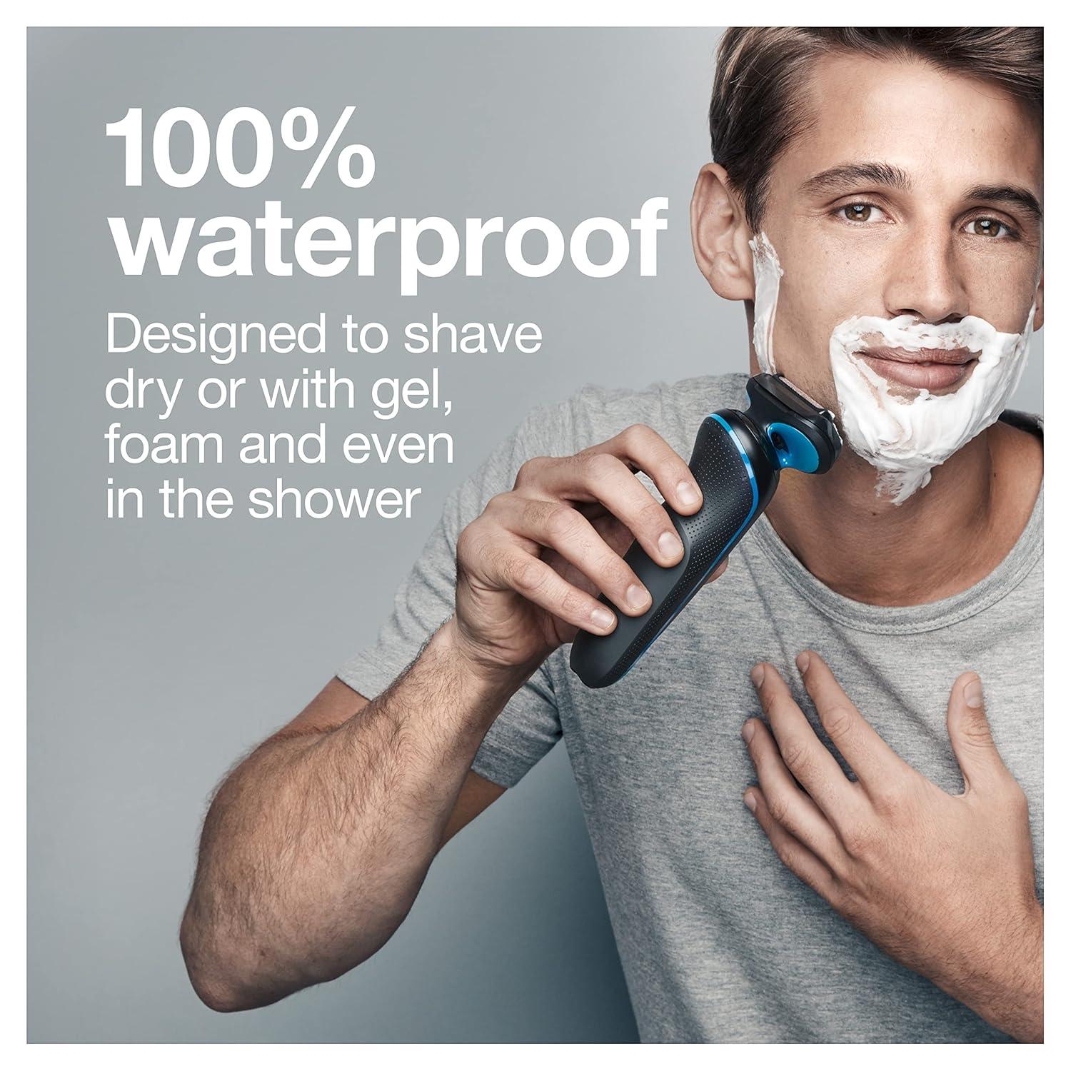 Braun Electric Shaver for Men, Series 5 5118s, Waterproof, Wet & Dry Shave, Turbo Shaving Mode, Foil Shaver with Precision Trimmer, Battery Powered, 50 Minute Battery Runtime(Black)