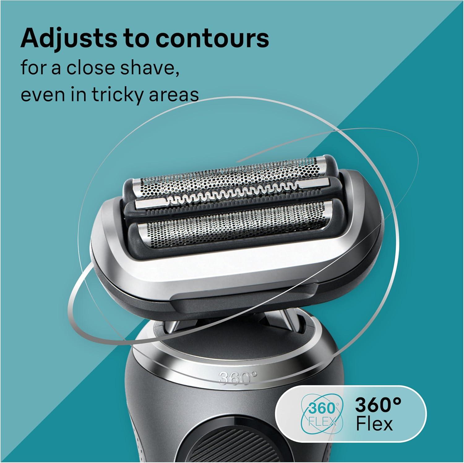 Braun Electric Shaver for Men, Series 7 7127cs, Wet & Dry Shave, Turbo & Gentle Shaving Modes, Waterproof Foil Shaver, Engineered in Germany, with Beard Trimmer, Charging Stand, Space Grey(7127cs)