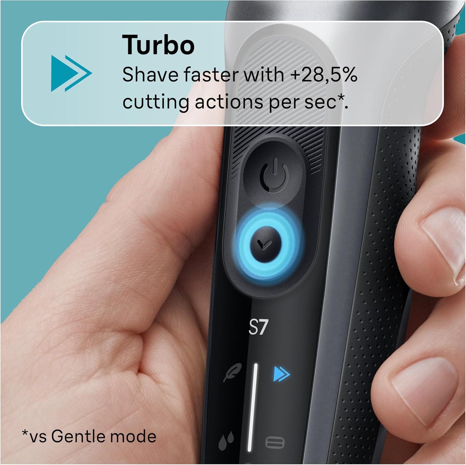 Braun Electric Shaver for Men, Series 7 7127cs, Wet & Dry Shave, Turbo & Gentle Shaving Modes, Waterproof Foil Shaver, Engineered in Germany, with Beard Trimmer, Charging Stand, Space Grey(7127cs)