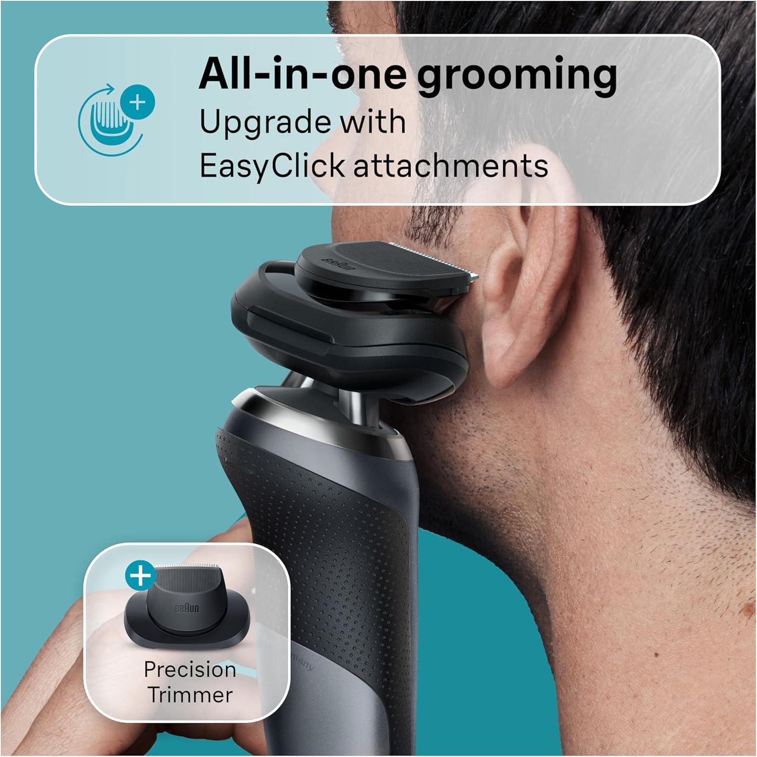 Braun Electric Shaver for Men, Series 7 7127cs, Wet & Dry Shave, Turbo & Gentle Shaving Modes, Waterproof Foil Shaver, Engineered in Germany, with Beard Trimmer, Charging Stand, Space Grey(7127cs)