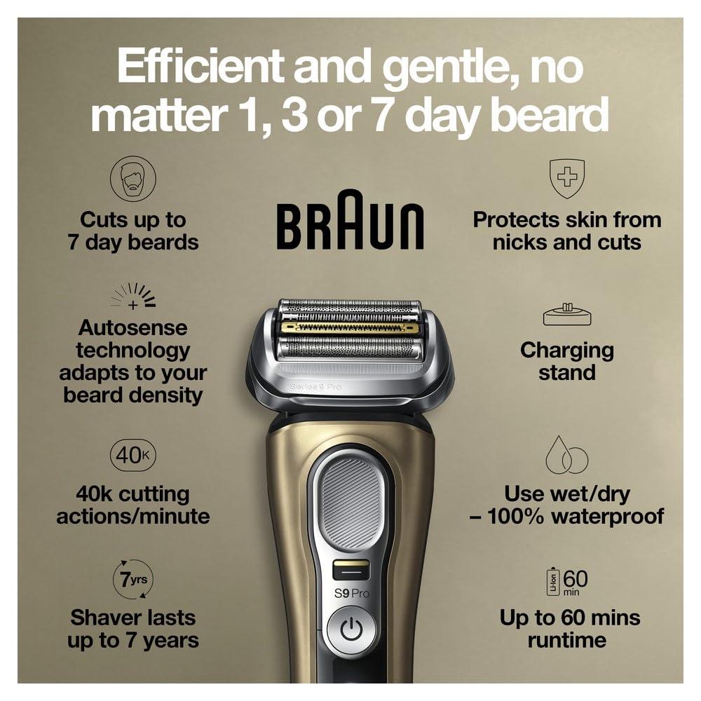Braun Series 9 Pro 9419s Electric Shaver for Men, Wet & Dry Razor, Shaving Kit with 4+1 Head with ProLift Trimmer(9419s Shaver)