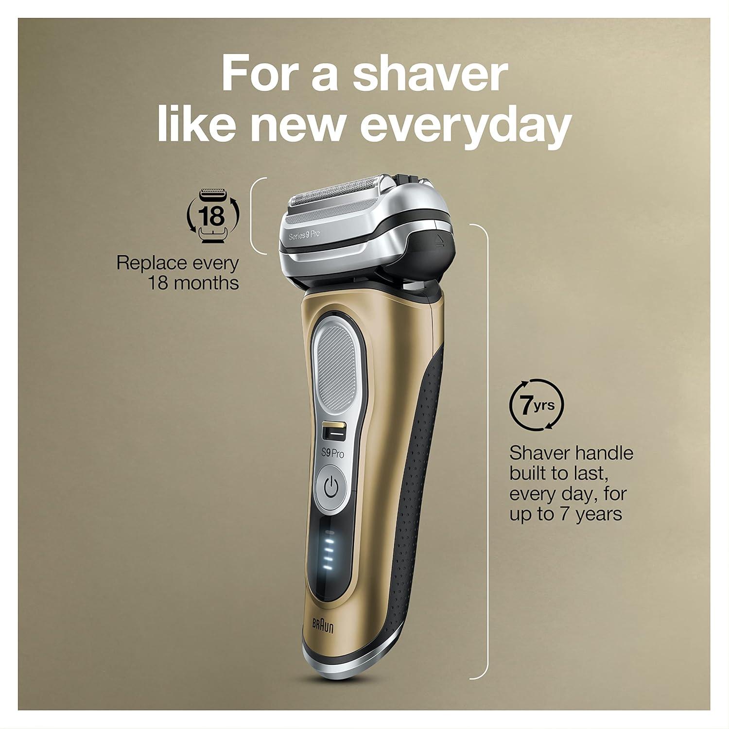 Braun Series 9 Pro 9419s Electric Shaver for Men, Wet & Dry Razor, Shaving Kit with 4+1 Head with ProLift Trimmer(9419s Shaver)