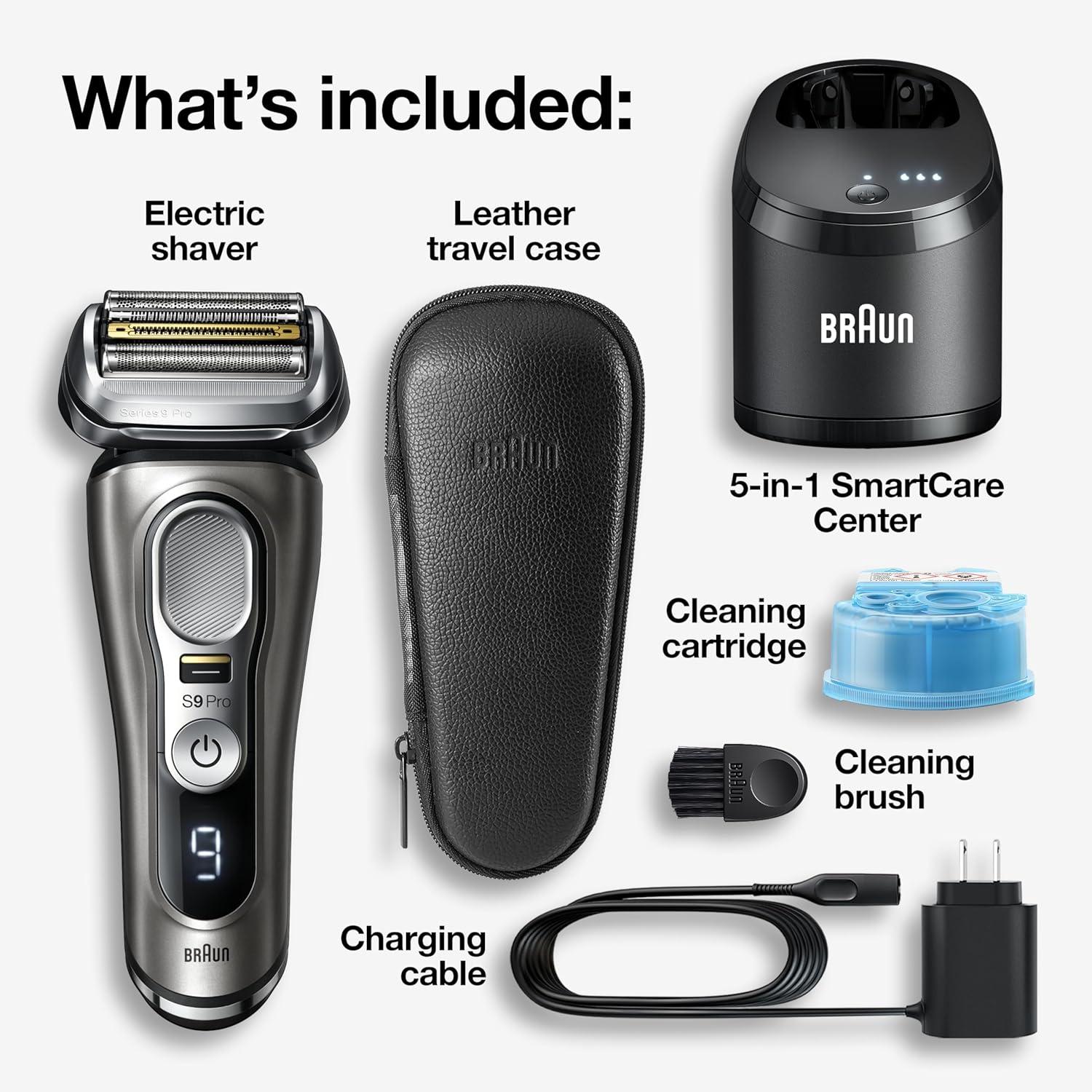Braun Series 9 Pro 9419s Electric Shaver for Men, Wet & Dry Razor, Shaving Kit with 4+1 Head with ProLift Trimmer(9465cc Shaver)