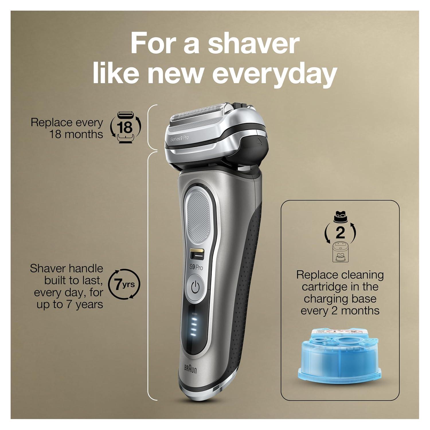 Braun Series 9 Pro 9419s Electric Shaver for Men, Wet & Dry Razor, Shaving Kit with 4+1 Head with ProLift Trimmer(9465cc Shaver)