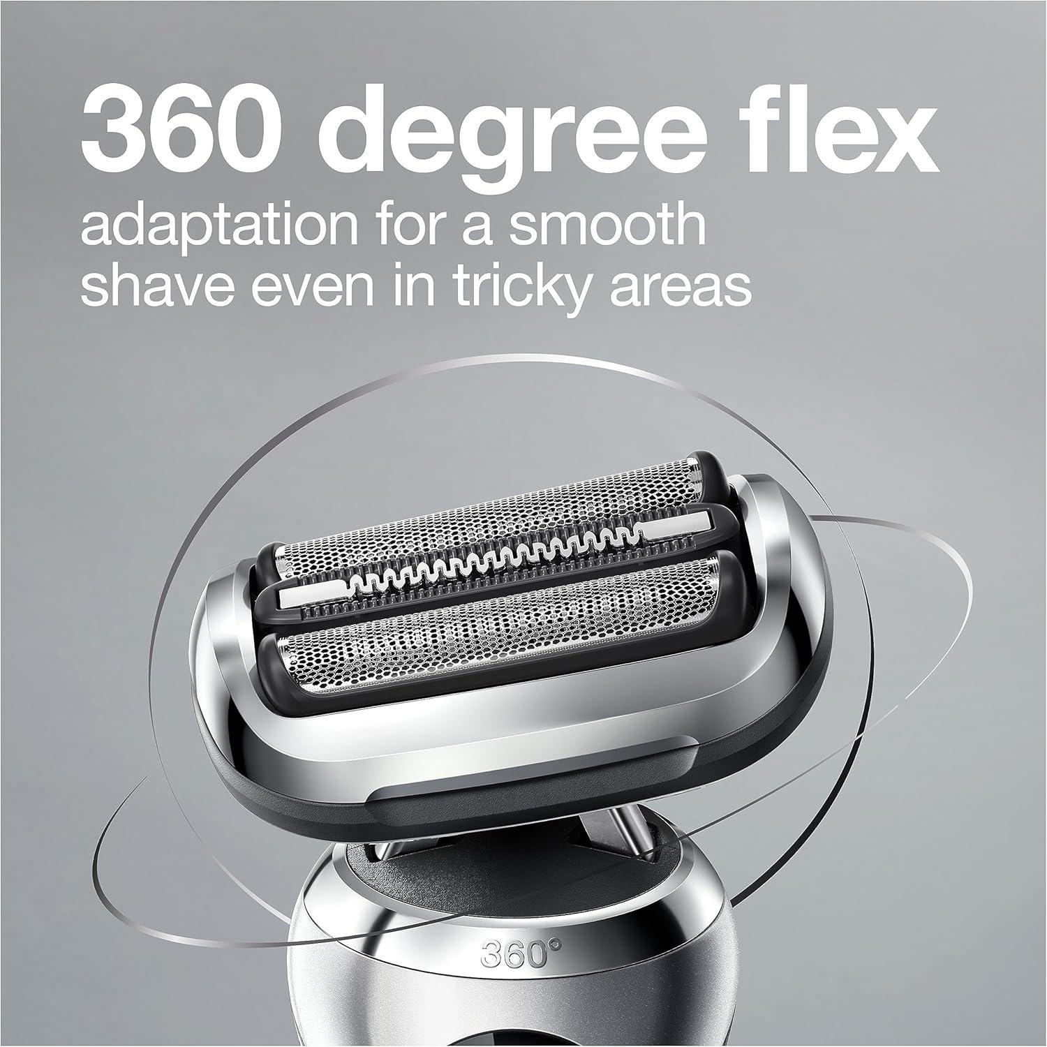 Braun Electric Shaver for Men, Series 7 7185cc, Waterproof, Wet & Dry Shave, Shaving Kit with SmartCare Center and Beard Trimmer, 3 Shave Modes, 60 Minute Battery Runtime, 10 Piece Set(Silver)