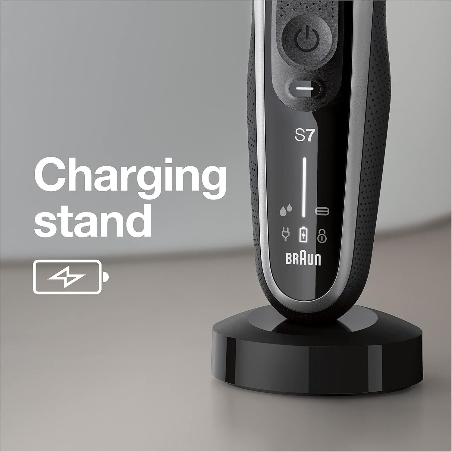 Braun Electric Shaver for Men, Series 7 7185cc, Waterproof, Wet & Dry Shave, Shaving Kit with SmartCare Center and Beard Trimmer, 3 Shave Modes, 60 Minute Battery Runtime, 10 Piece Set(Silver)