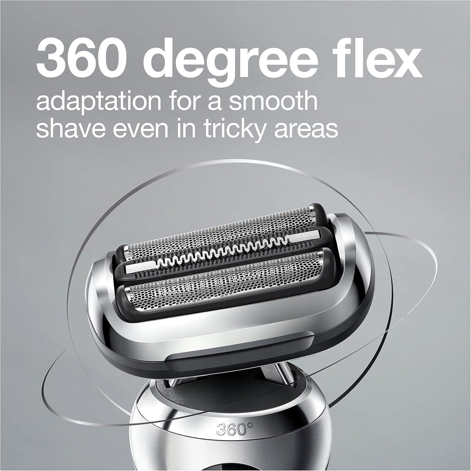 Braun Electric Shaver for Men, Series 7 7127cs, Wet & Dry Shave, Turbo & Gentle Shaving Modes, Waterproof Foil Shaver, Engineered in Germany, with Beard Trimmer, Charging Stand, Space Grey(7071cc)