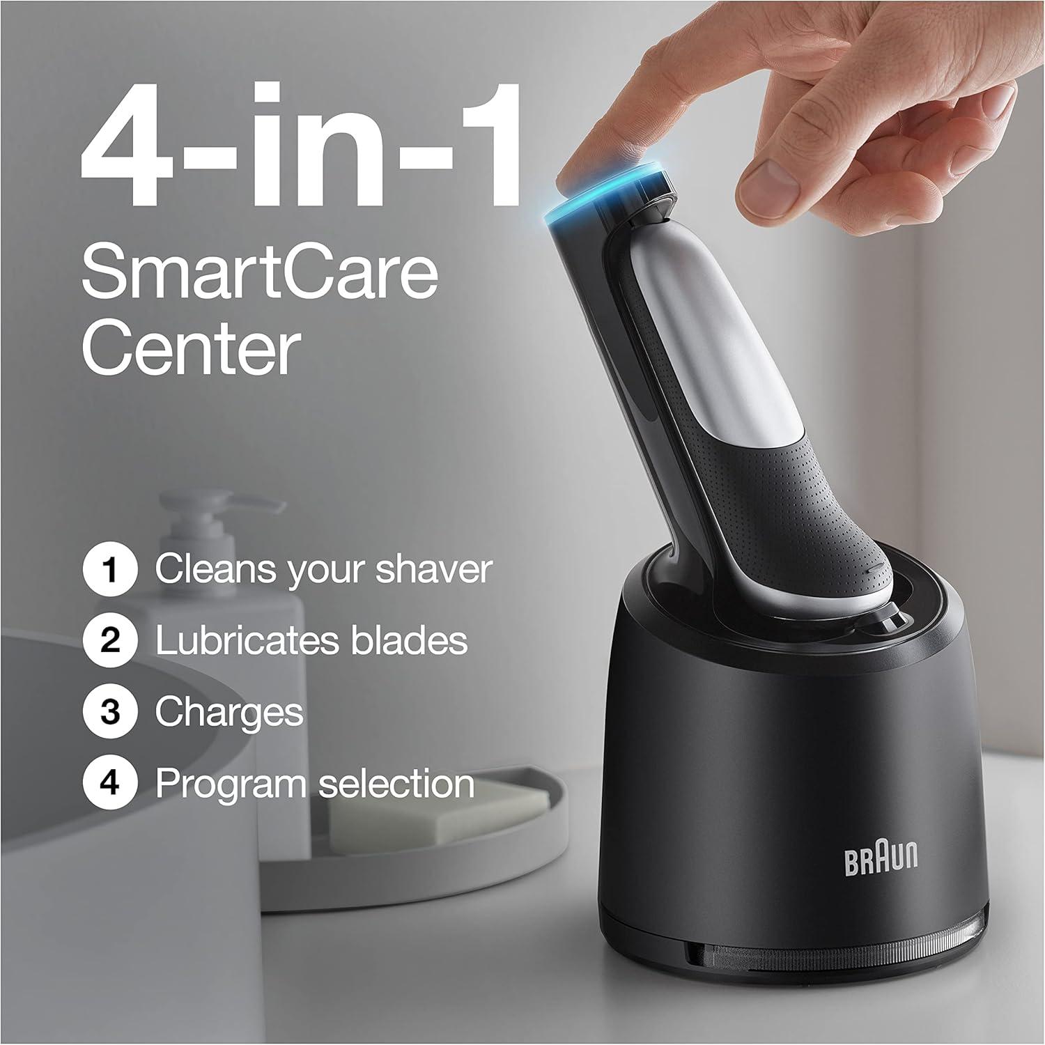 Braun Electric Shaver for Men, Series 7 7127cs, Wet & Dry Shave, Turbo & Gentle Shaving Modes, Waterproof Foil Shaver, Engineered in Germany, with Beard Trimmer, Charging Stand, Space Grey(7071cc)