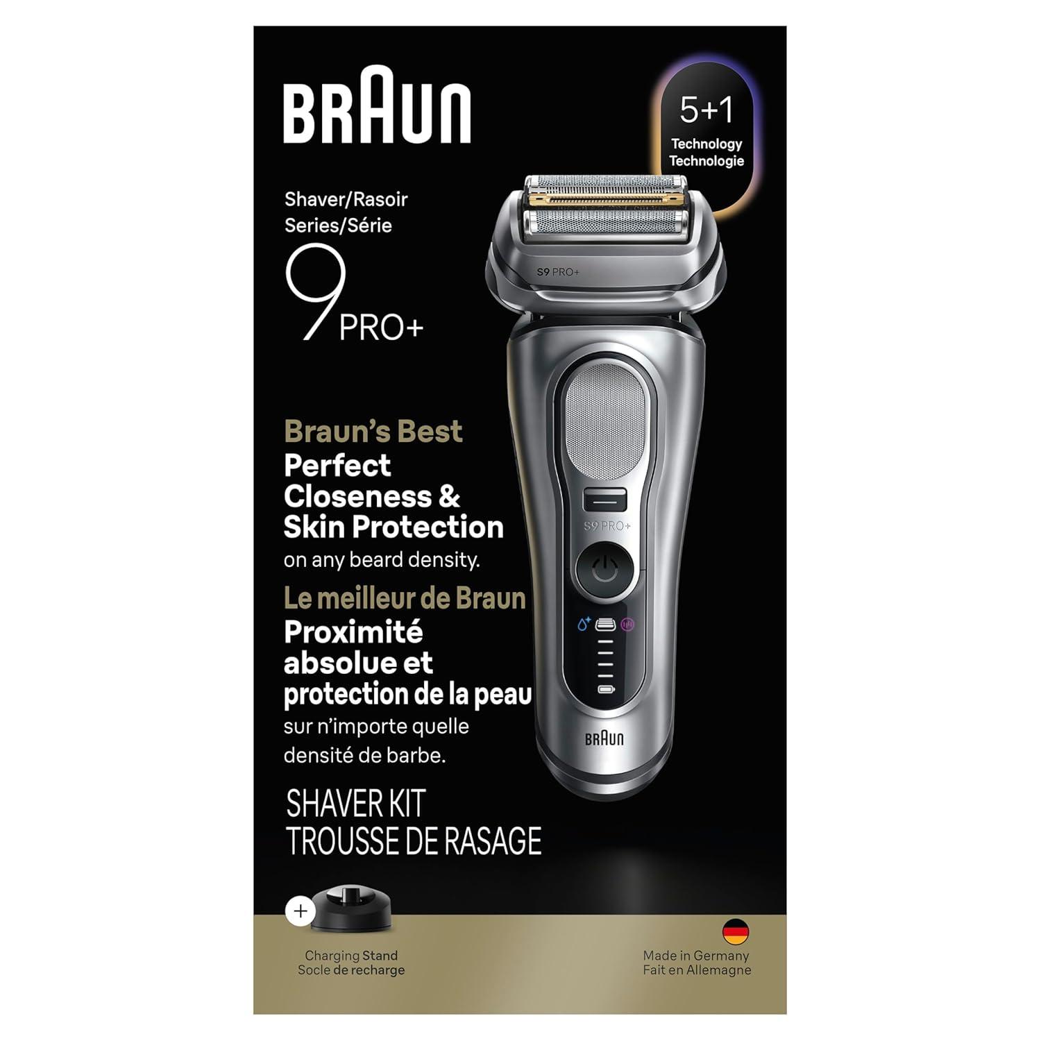 Braun Series 9 Pro 9487cc Electric Razor for Men, Wet & Dry, Rechargeable, Electric Shaver with Clean & Charge Station and ProCare Attachment, Holiday Gifts for Men(9617s)