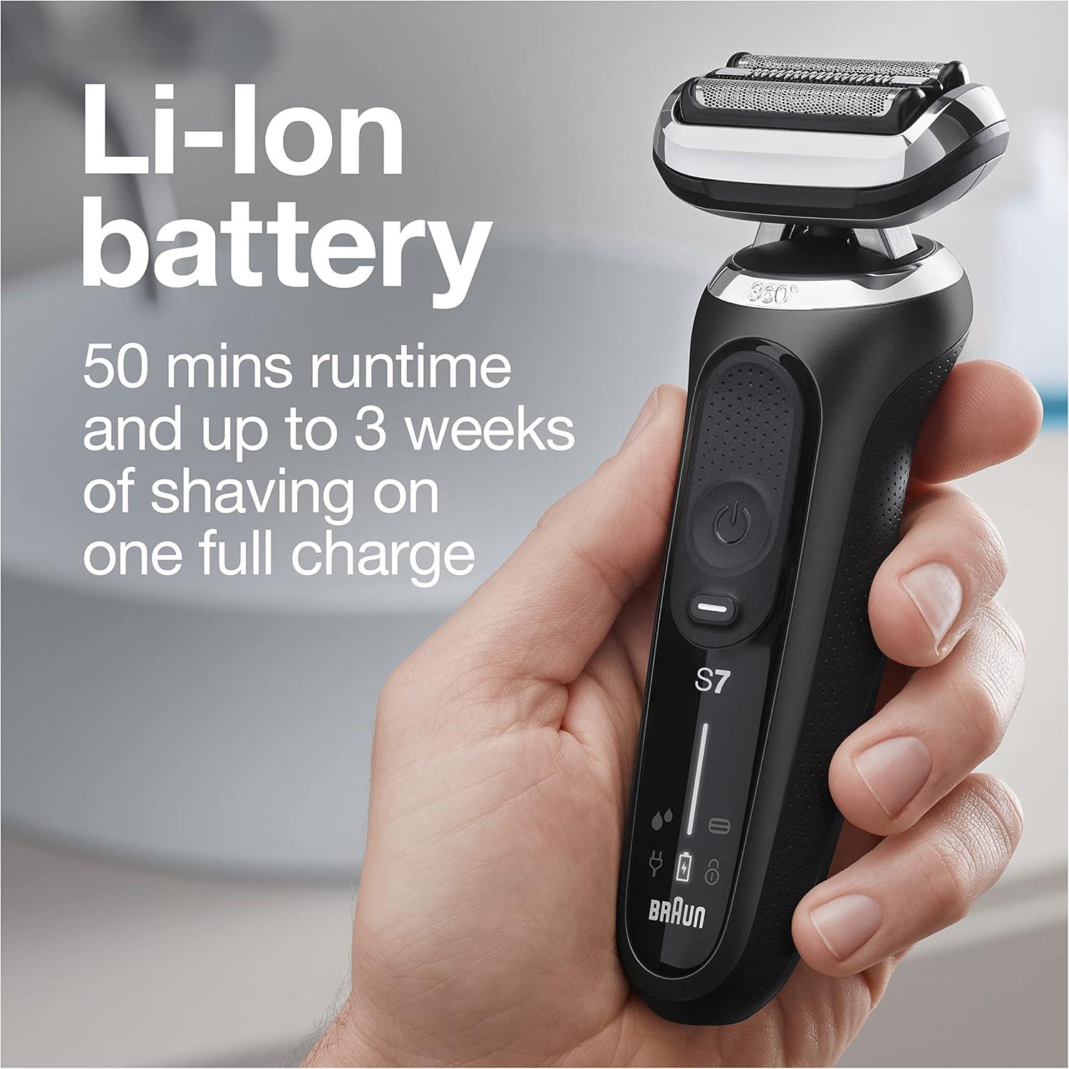Braun Electric Shaver for Men, Series 7 7185cc, Waterproof, Wet & Dry Shave, Shaving Kit with SmartCare Center and Beard Trimmer, 3 Shave Modes, 60 Minute Battery Runtime, 10 Piece Set(Black)