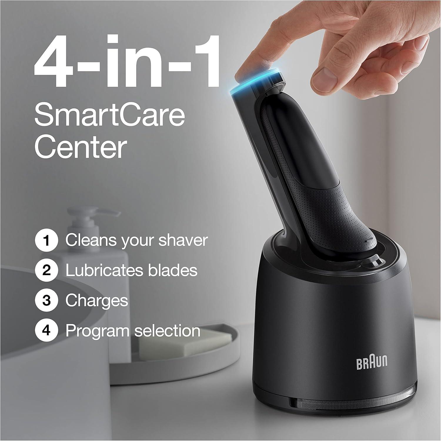 Braun Electric Shaver for Men, Series 7 7185cc, Waterproof, Wet & Dry Shave, Shaving Kit with SmartCare Center and Beard Trimmer, 3 Shave Modes, 60 Minute Battery Runtime, 10 Piece Set(Black)
