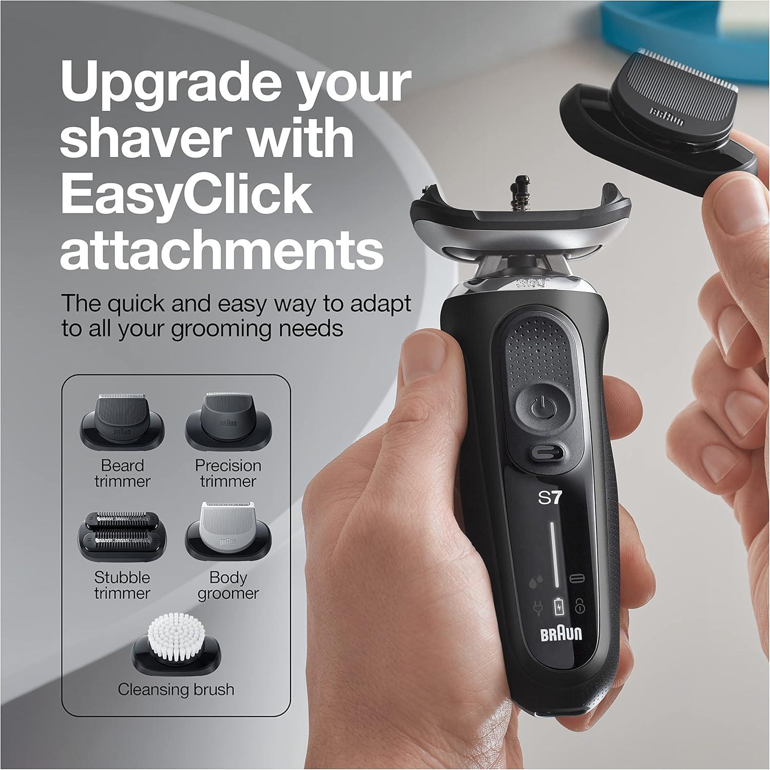 Braun Electric Shaver for Men, Series 7 7185cc, Waterproof, Wet & Dry Shave, Shaving Kit with SmartCare Center and Beard Trimmer, 3 Shave Modes, 60 Minute Battery Runtime, 10 Piece Set(Black)