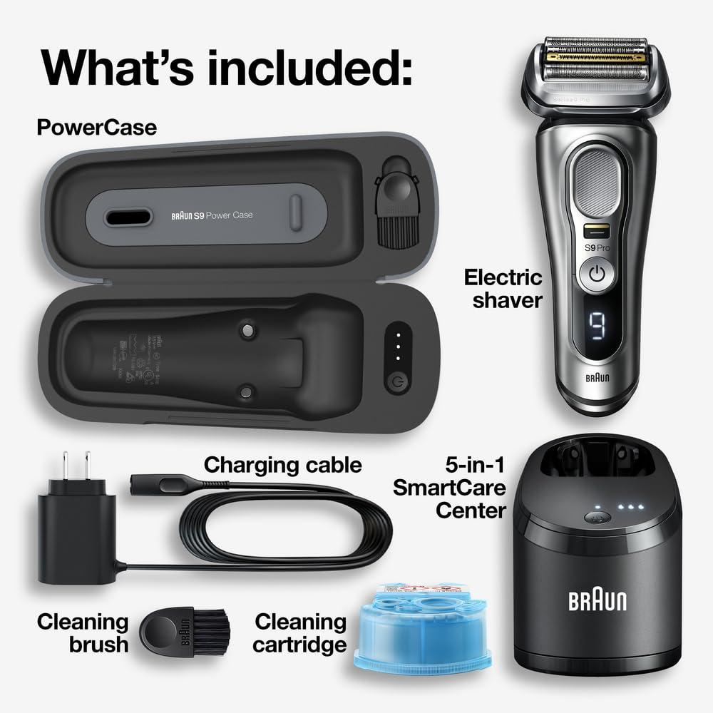 Braun Series 9 Pro 9419s Electric Shaver for Men, Wet & Dry Razor, Shaving Kit with 4+1 Head with ProLift Trimmer(9477cc Shaver)