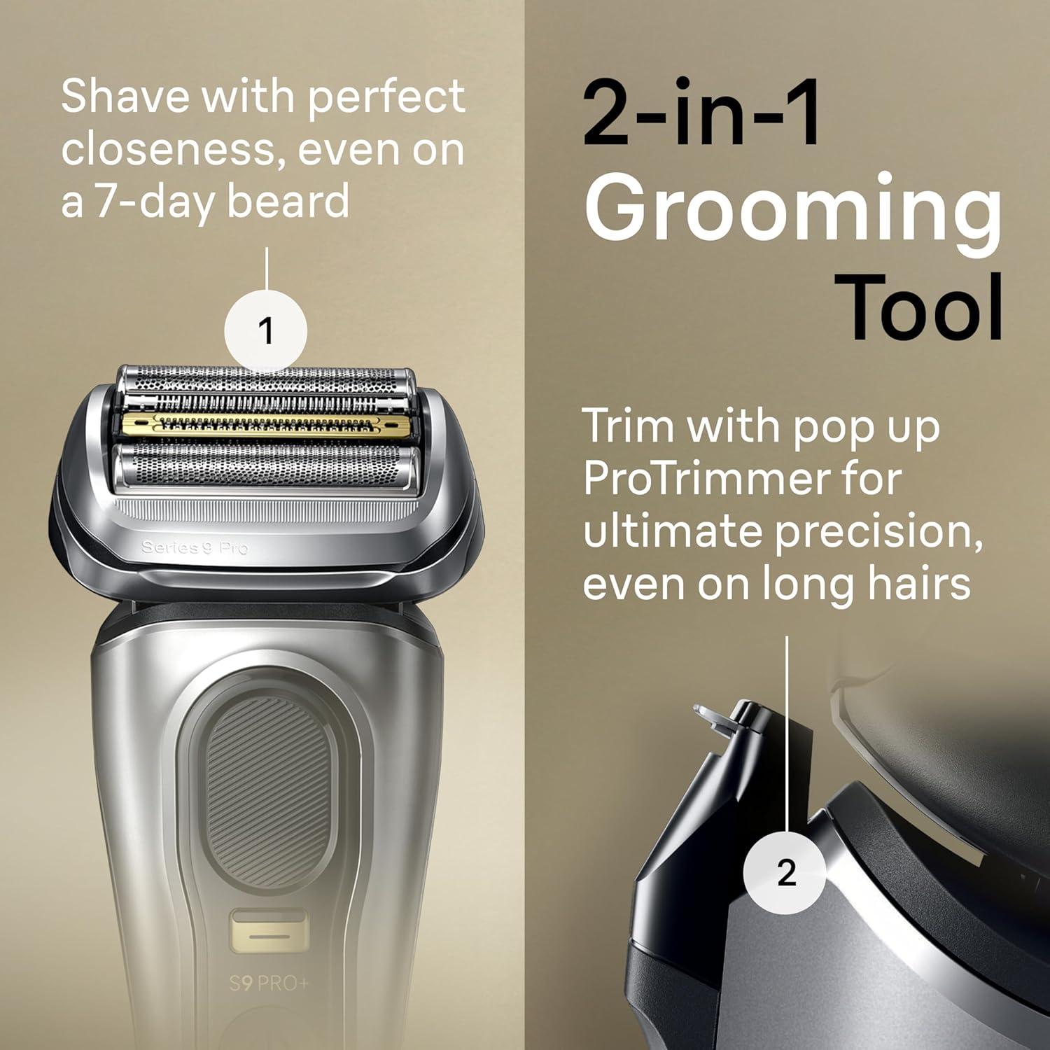 Braun Series 9 Pro 9419s Electric Shaver for Men, Wet & Dry Razor, Shaving Kit with 4+1 Head with ProLift Trimmer(9477cc Shaver)