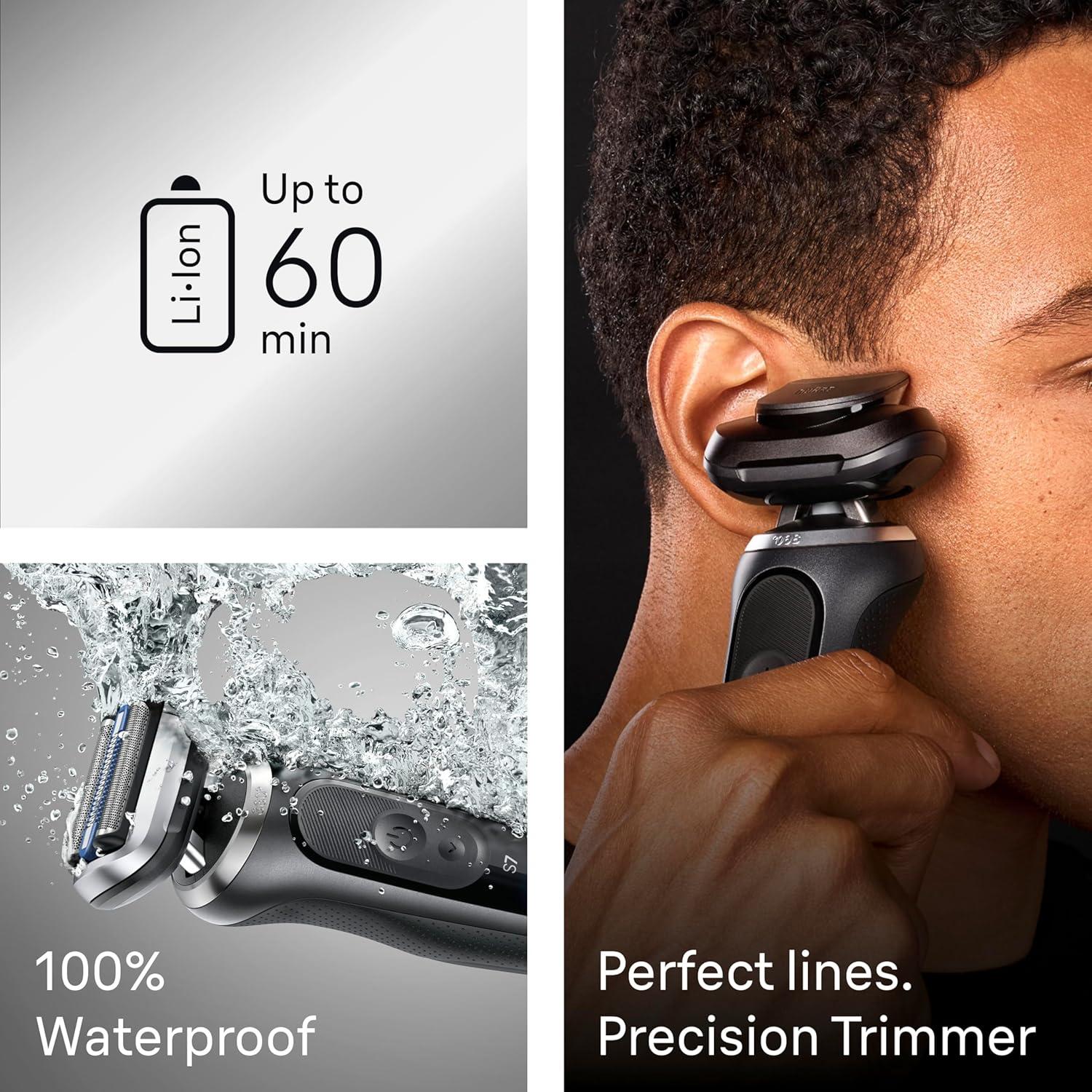 Braun Electric Shaver for Men, Series 7 7120s, Wet & Dry Shave, Turbo & Gentle Shaving Modes, Waterproof Foil Shaver, with Precision Trimmer, Space Grey(Space Grey)