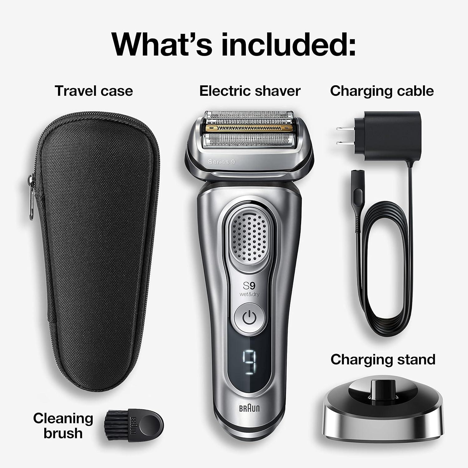 Braun Series 9 Pro 9487cc Electric Razor for Men, Wet & Dry, Rechargeable, Electric Shaver with Clean & Charge Station and ProCare Attachment, Holiday Gifts for Men(9330s)