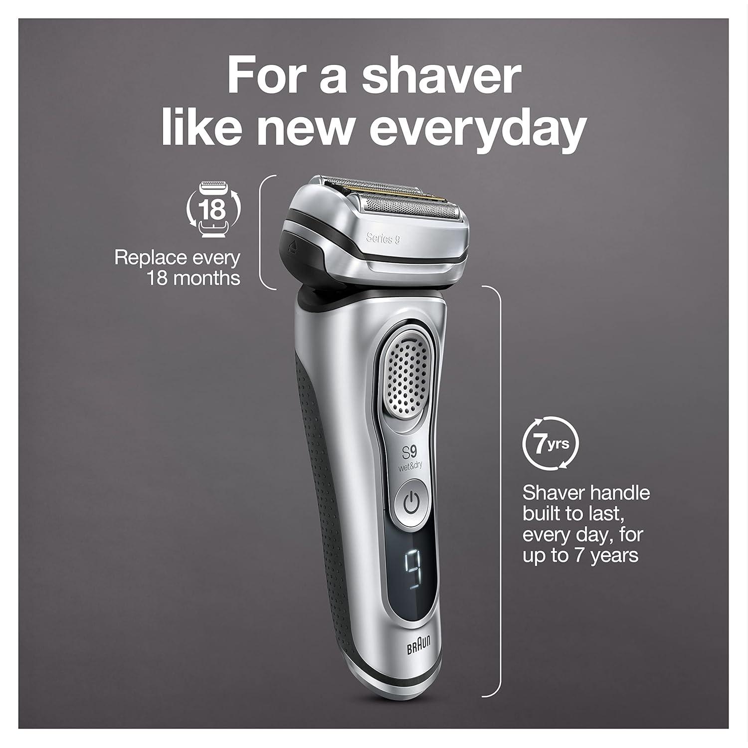 Braun Series 9 Pro 9487cc Electric Razor for Men, Wet & Dry, Rechargeable, Electric Shaver with Clean & Charge Station and ProCare Attachment, Holiday Gifts for Men(9330s)