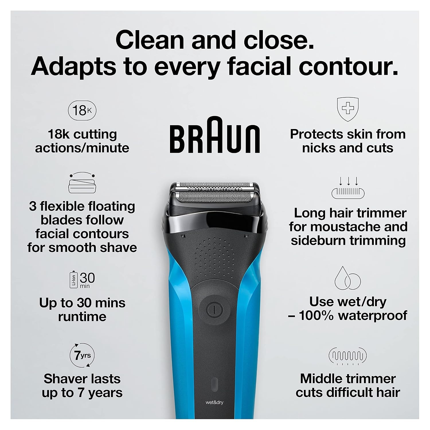 Braun Electric Razor for Men, Series 3 310s Electric Foil Shaver, Rechargeable, Wet & Dry(Braun 310s)