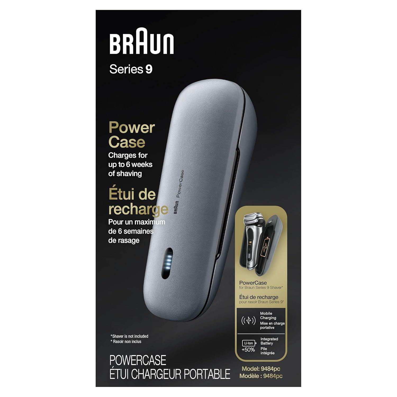 Braun Powercase for Electric Razors for Men, Compatible with Braun Series 9 Pro, Series 9 and Series 8 Electric Shavers, Portable Shaver Case, Charges for Up to 6 weeks