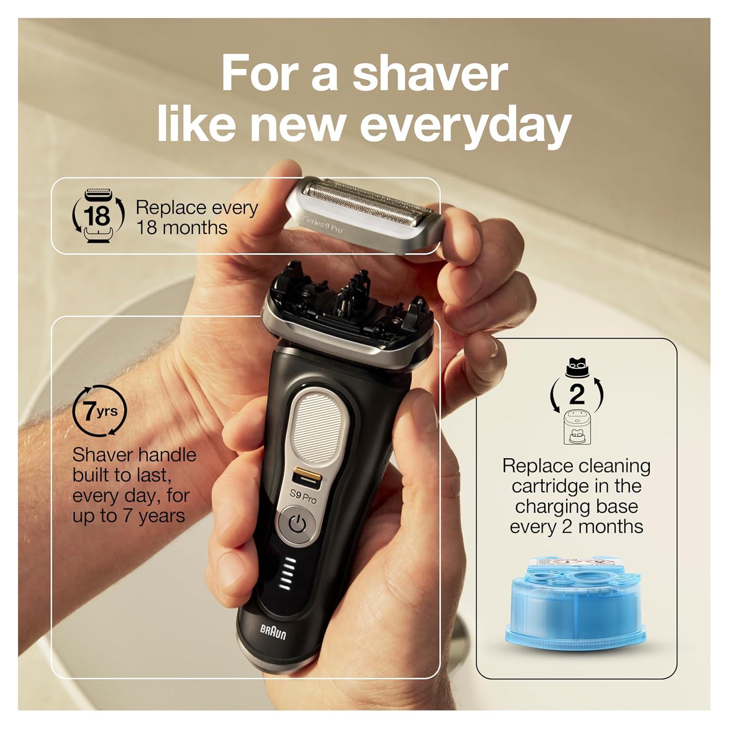 Braun Series 9 Pro 9460cc Electric Razor, Waterproof Foil Shaver, Wet/Dry Use, ProLift Beard Trimmer, 5-in-1 Cleaning & Charging SmartCare Center(9460cc Shaver)