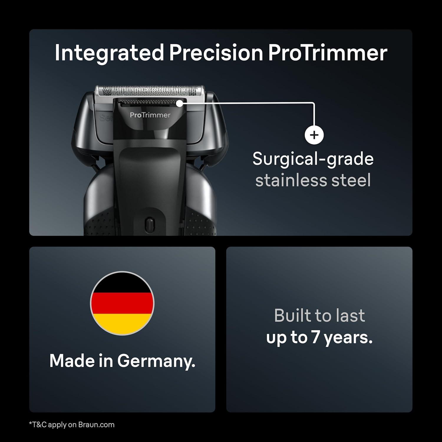 Braun Series 8 Electric Shaver, Shaving Kit with 4+1 Shaving Elements, Precision Long Hair Trimmer, SmartCare Center, PowerCase