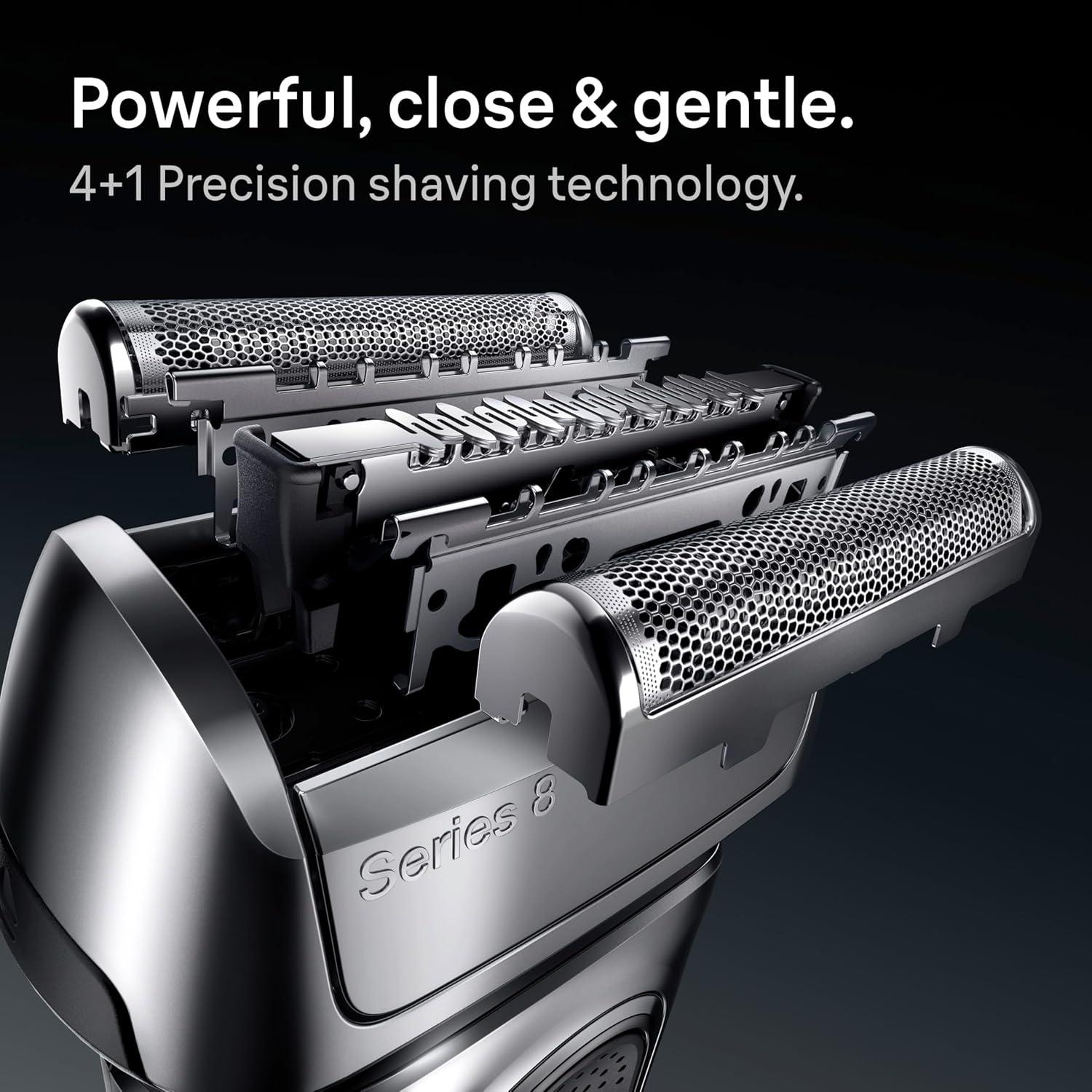 Braun Series 8 Electric Shaver, Shaving Kit with 4+1 Shaving Elements, Precision Long Hair Trimmer, SmartCare Center, PowerCase