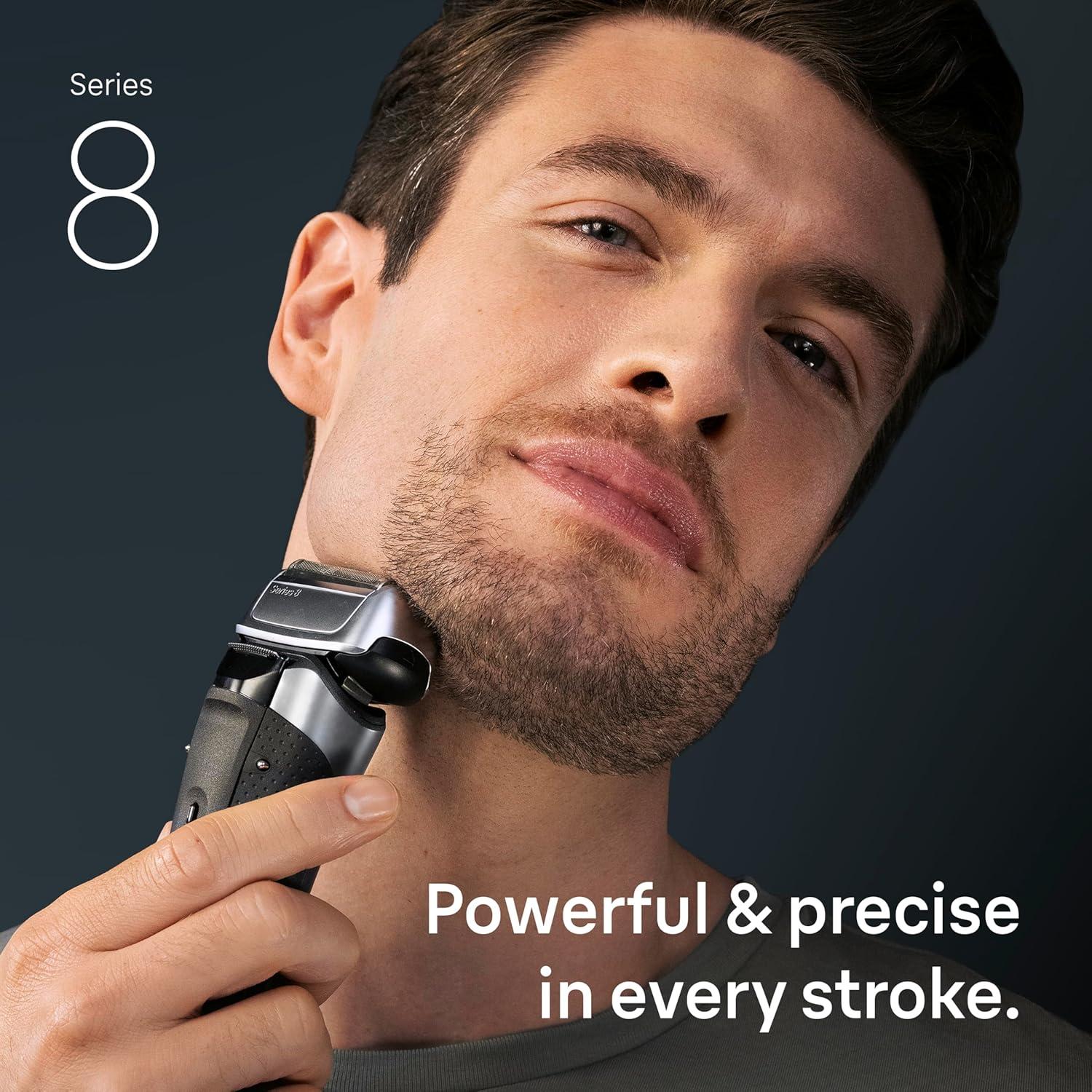 Braun Series 8 Electric Shaver, Shaving Kit with 4+1 Shaving Elements, Precision Long Hair Trimmer, SmartCare Center, PowerCase