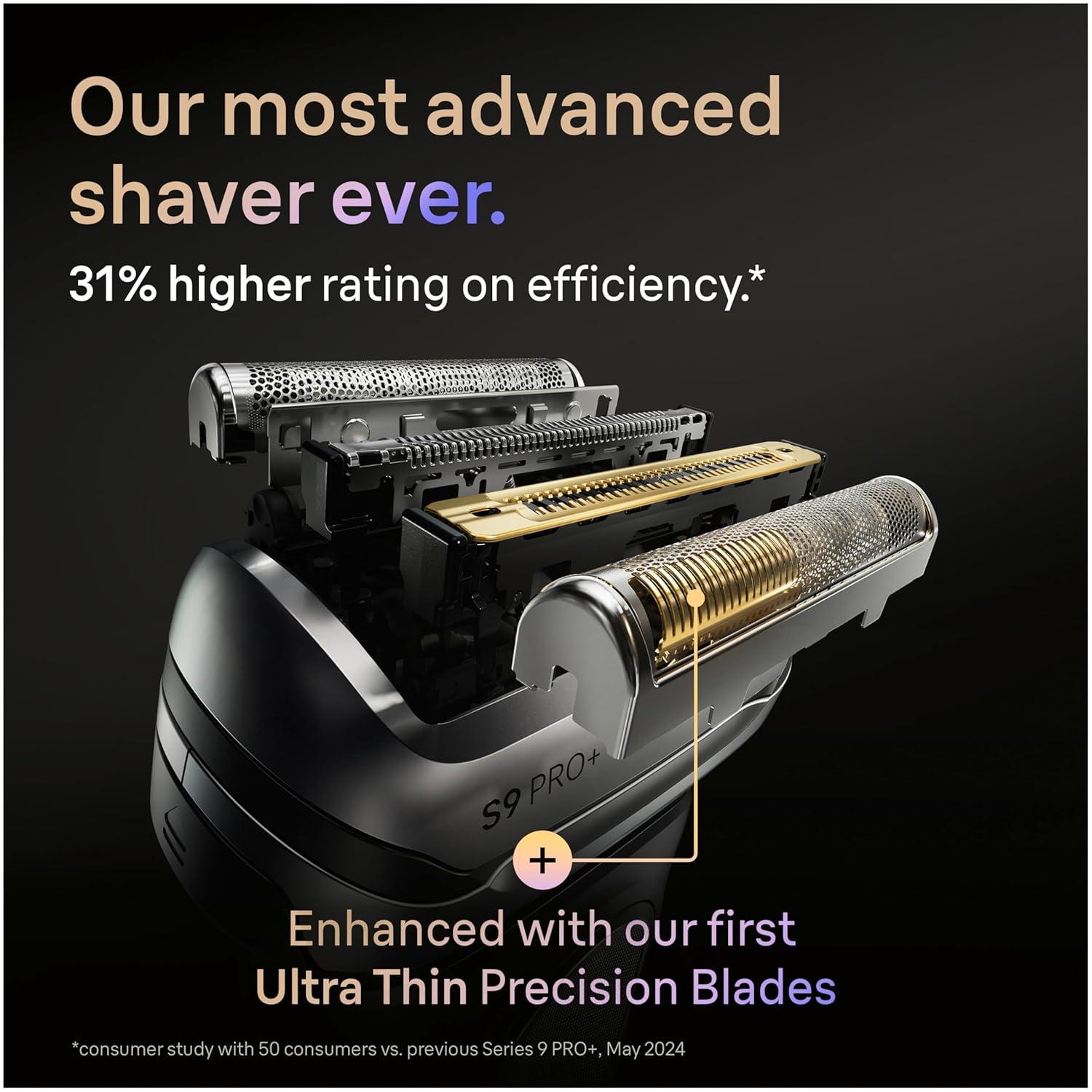 Braun Series 9 Pro 9487cc Electric Razor for Men, Wet & Dry, Rechargeable, Electric Shaver with Clean & Charge Station and ProCare Attachment, Holiday Gifts for Men(9677cc)