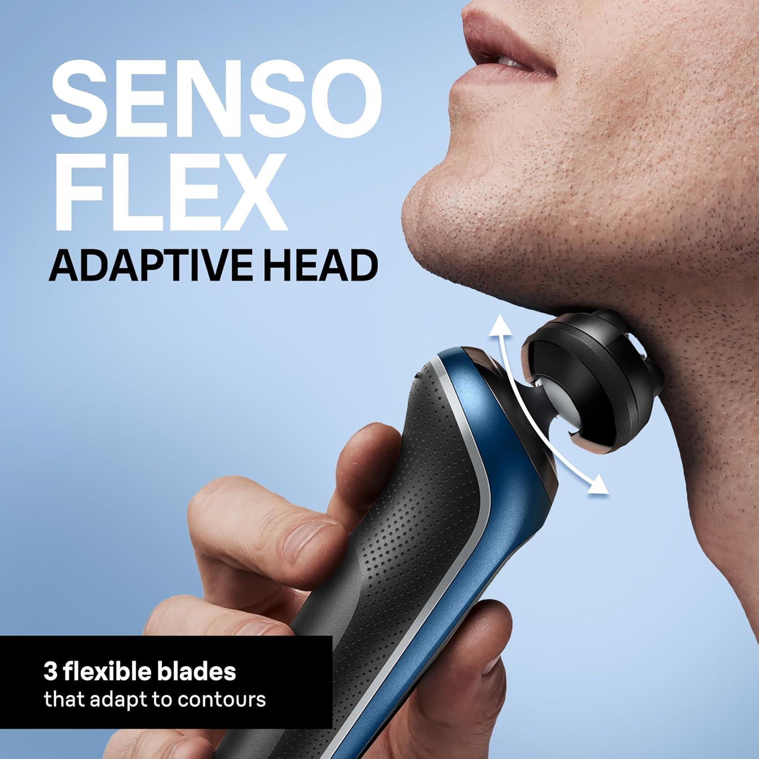 Braun Electric Shaver for Men, Series 6 6177cc, Wet & Dry Shave, Turbo & Gentle Shaving Modes, Foil Shaver, Blue(6177cc)