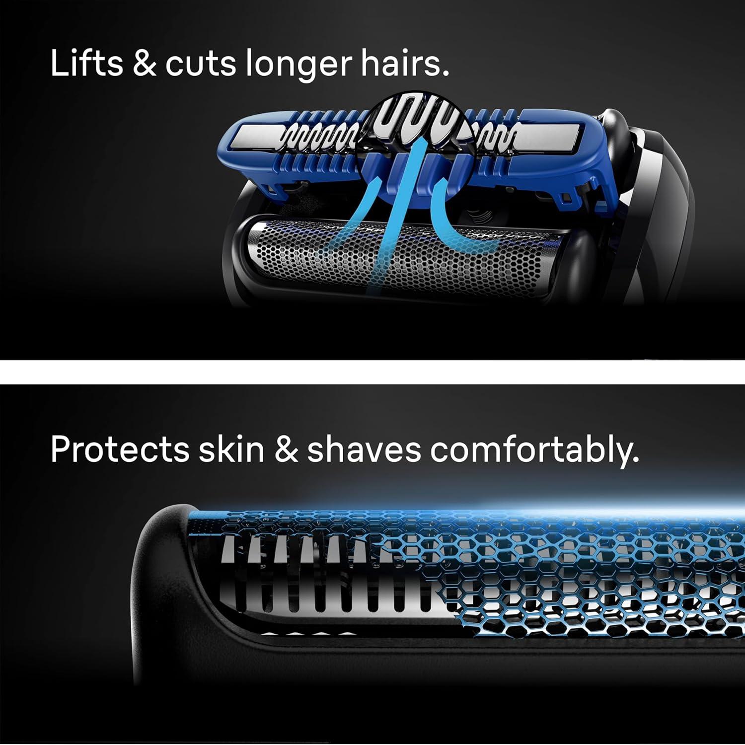 Braun Electric Shaver for Men, Series 6 6177cc, Wet & Dry Shave, Turbo & Gentle Shaving Modes, Foil Shaver, Blue(6177ps)