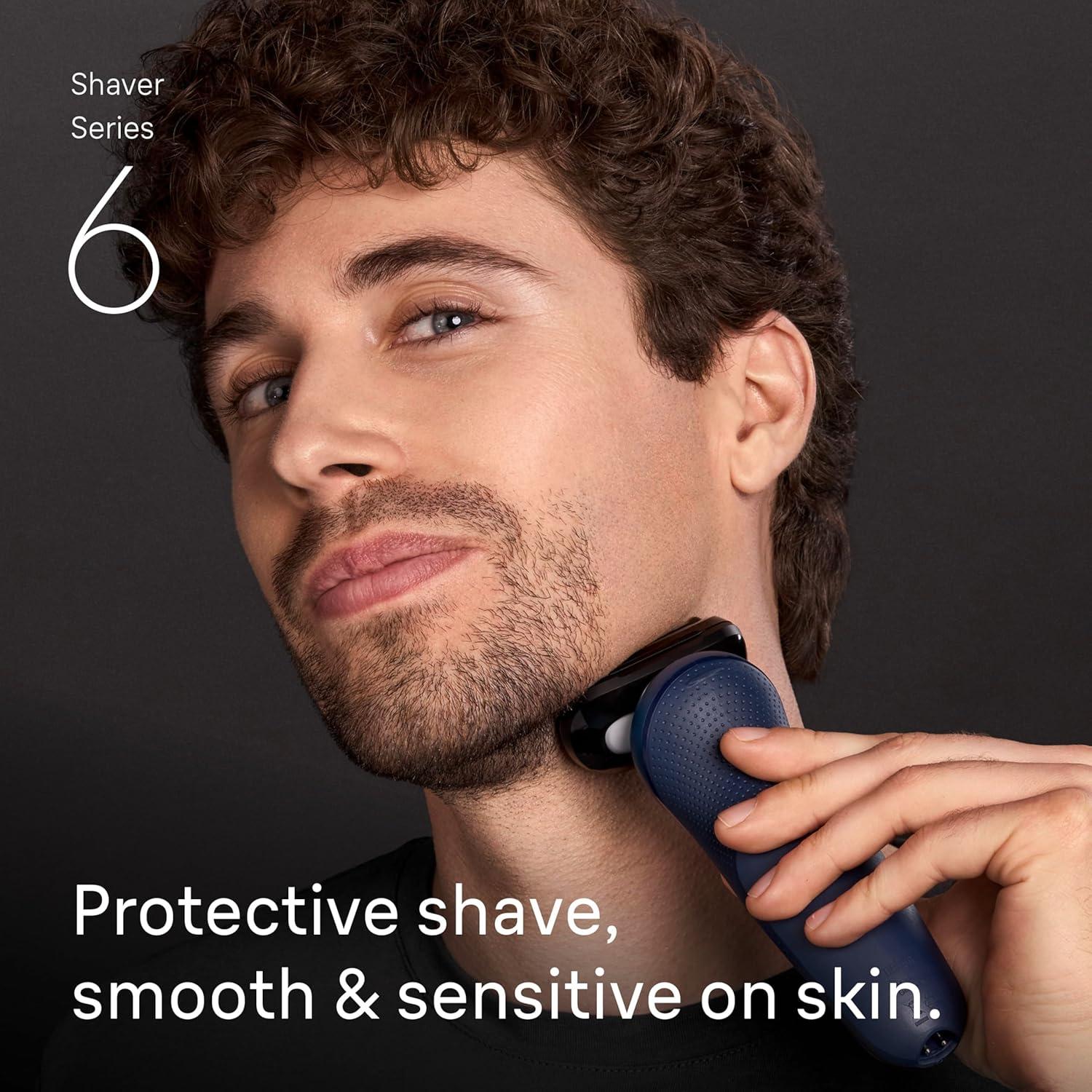 Braun Electric Shaver for Men, Series 6 6177cc, Wet & Dry Shave, Turbo & Gentle Shaving Modes, Foil Shaver, Blue(6177ps)