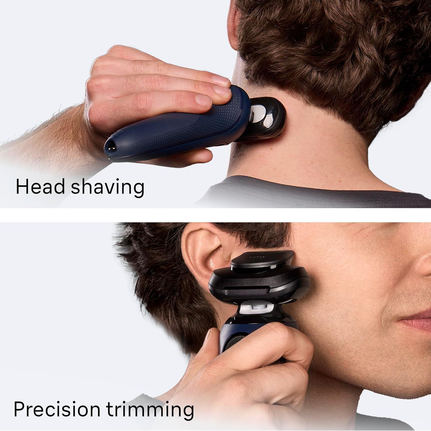 Braun Electric Shaver for Men, Series 6 6177cc, Wet & Dry Shave, Turbo & Gentle Shaving Modes, Foil Shaver, Blue(6177ps)