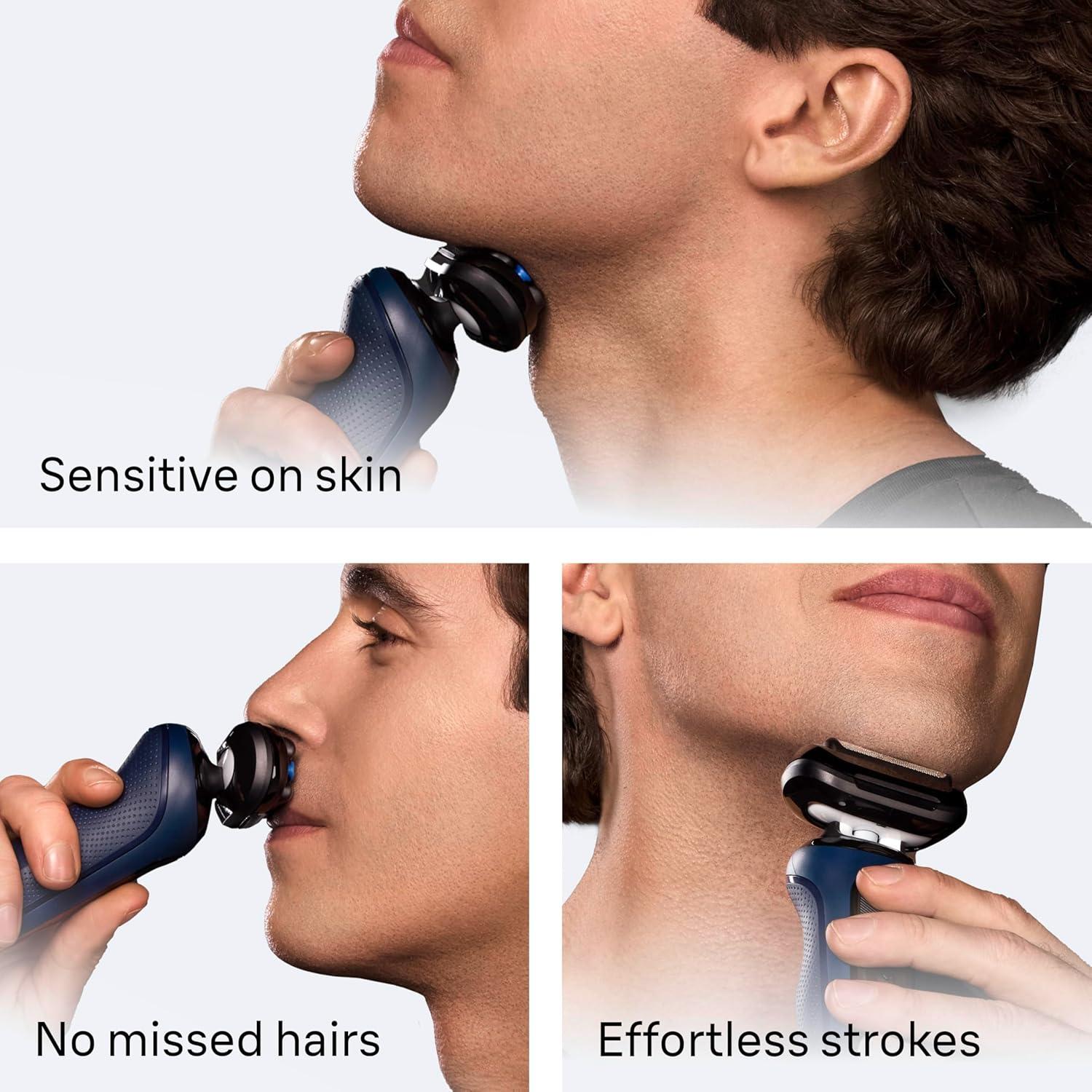 Braun Electric Shaver for Men, Series 6 6177cc, Wet & Dry Shave, Turbo & Gentle Shaving Modes, Foil Shaver, Blue(6177ps)