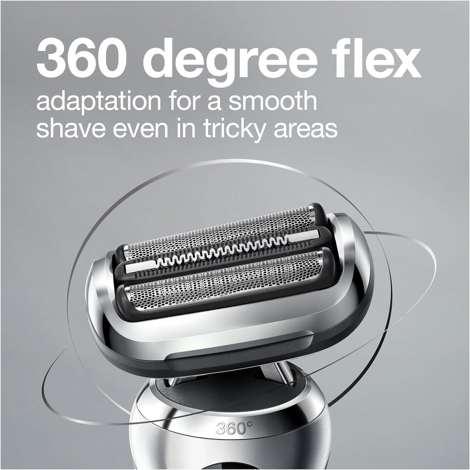 Braun Electric Shaver for Men, Series 7 7120s, Wet & Dry Shave, Turbo & Gentle Shaving Modes, Waterproof Foil Shaver, with Precision Trimmer, Space Grey(Silver)