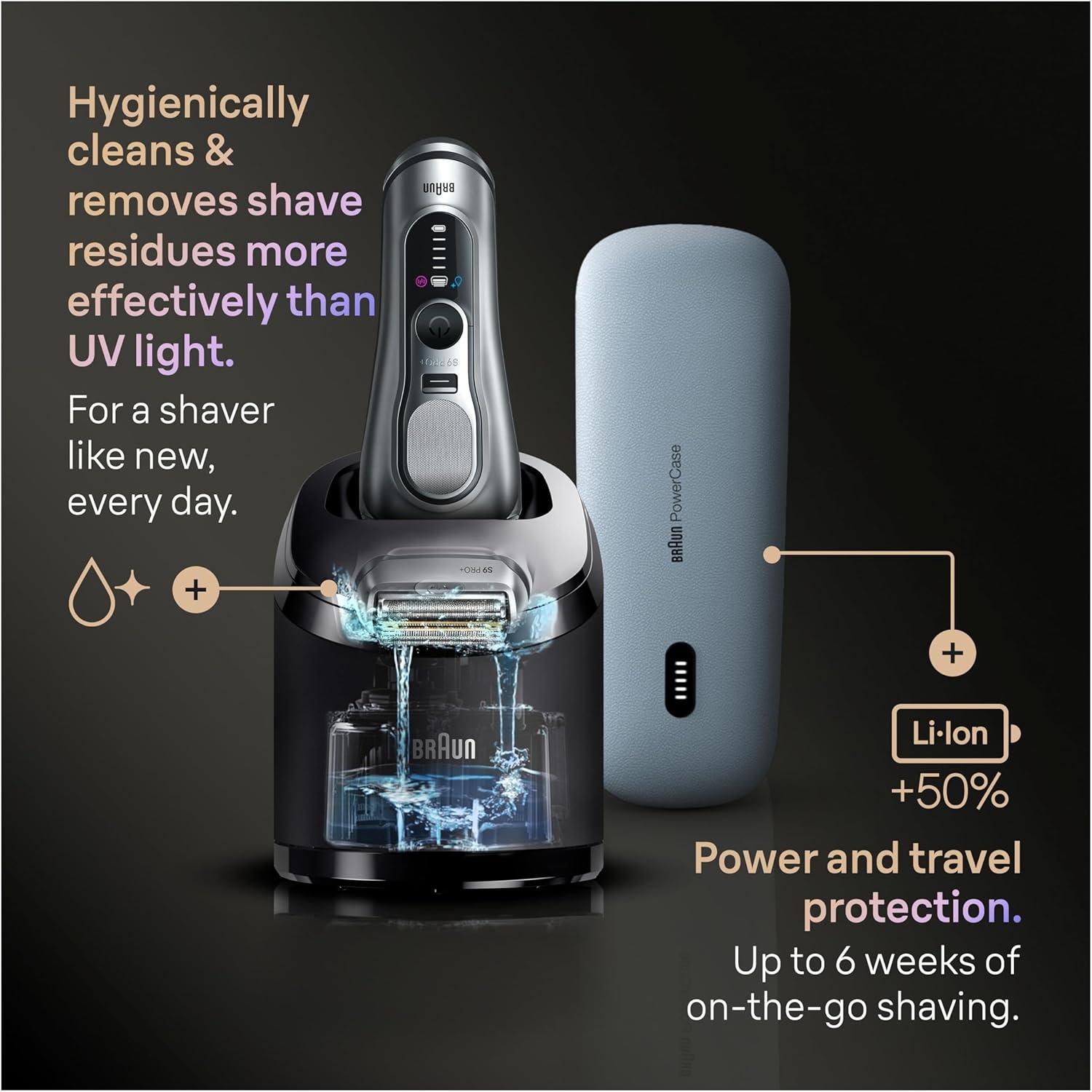 Braun Series 9 PRO+ Electric Shaver, Pro SensoAdapt, 6in1 SmartCare Center, Wet & Dry Razor, 9660CCPS, Black(9697cc)