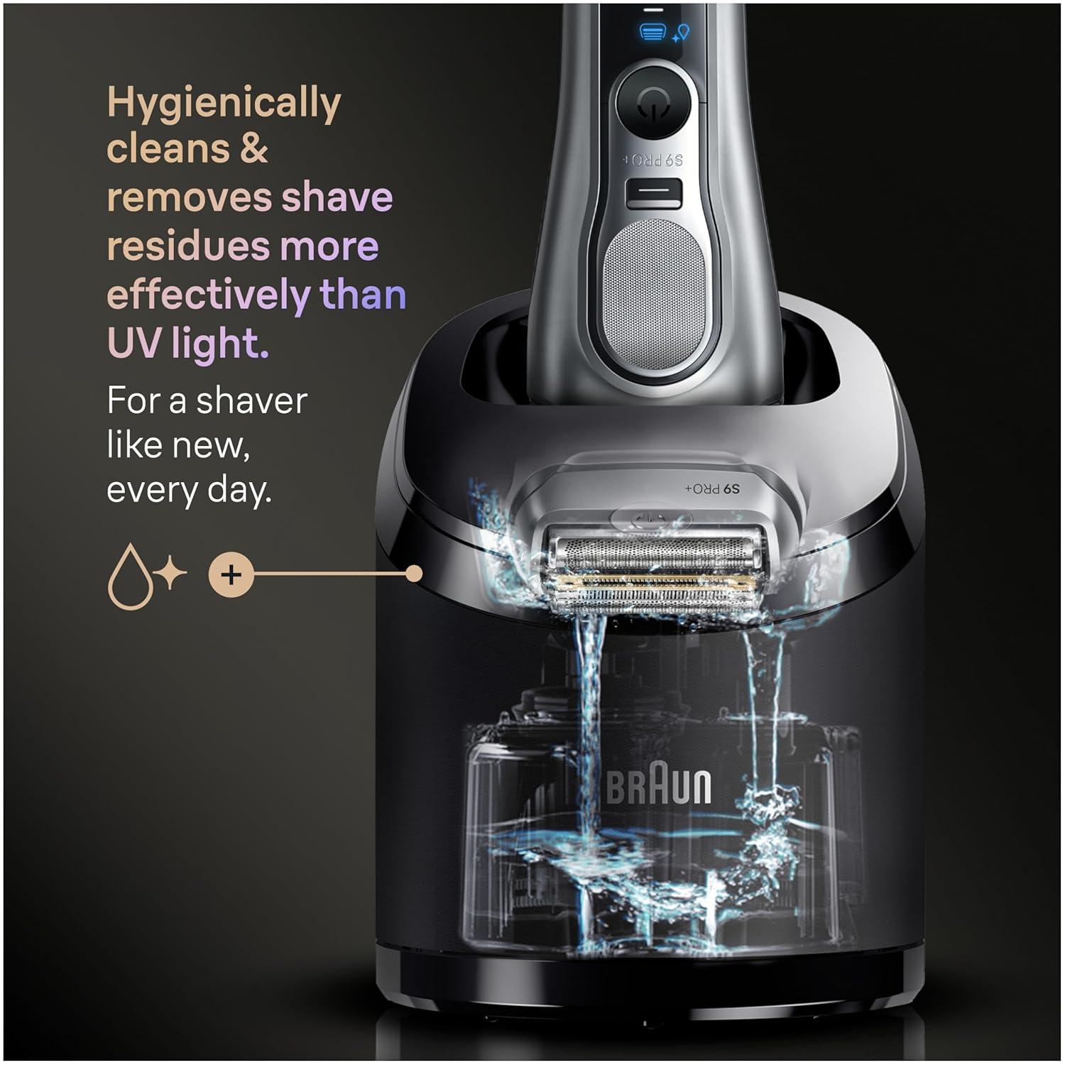 Braun Series 9 Pro 9487cc Electric Razor for Men, Wet & Dry, Rechargeable, Electric Shaver with Clean & Charge Station and ProCare Attachment, Holiday Gifts for Men(9667cc)