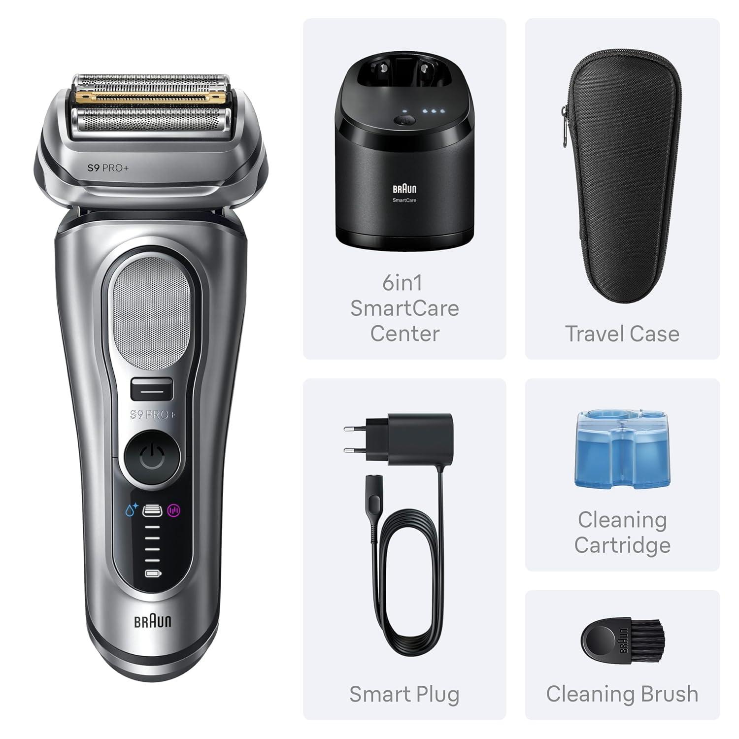 Braun Series 9 Pro 9487cc Electric Razor for Men, Wet & Dry, Rechargeable, Electric Shaver with Clean & Charge Station and ProCare Attachment, Holiday Gifts for Men(9667cc)