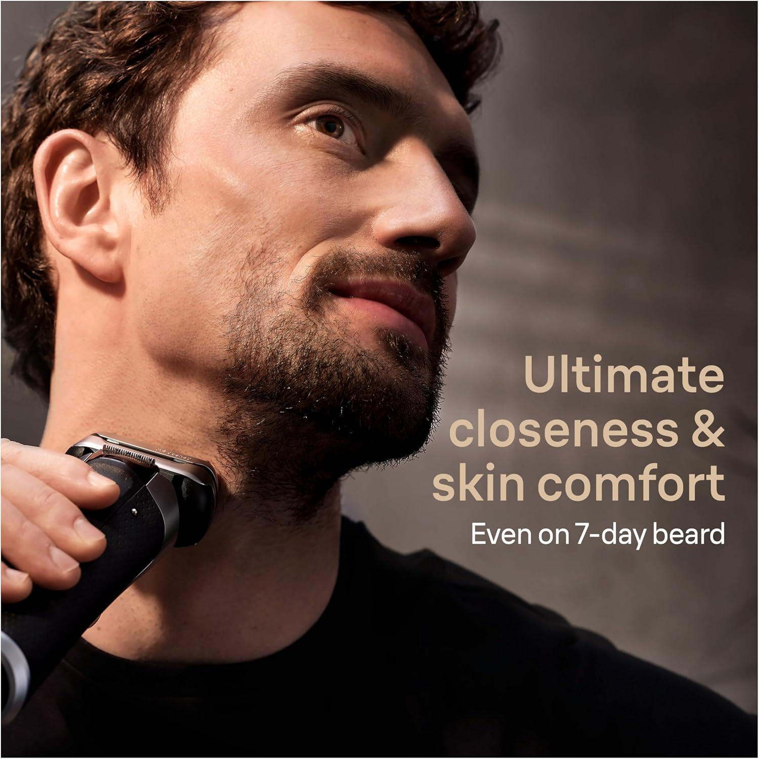 Braun Series 9 PRO+ Electric Razor for Men, 5 Pro Shaving Elements and Shave-Preparing ProComfort Head for Closeness & Skin Comfort, 6in1 SmartCare Center, Wet or Dry Shaver, Charging Stand, 9597cc(Silver)