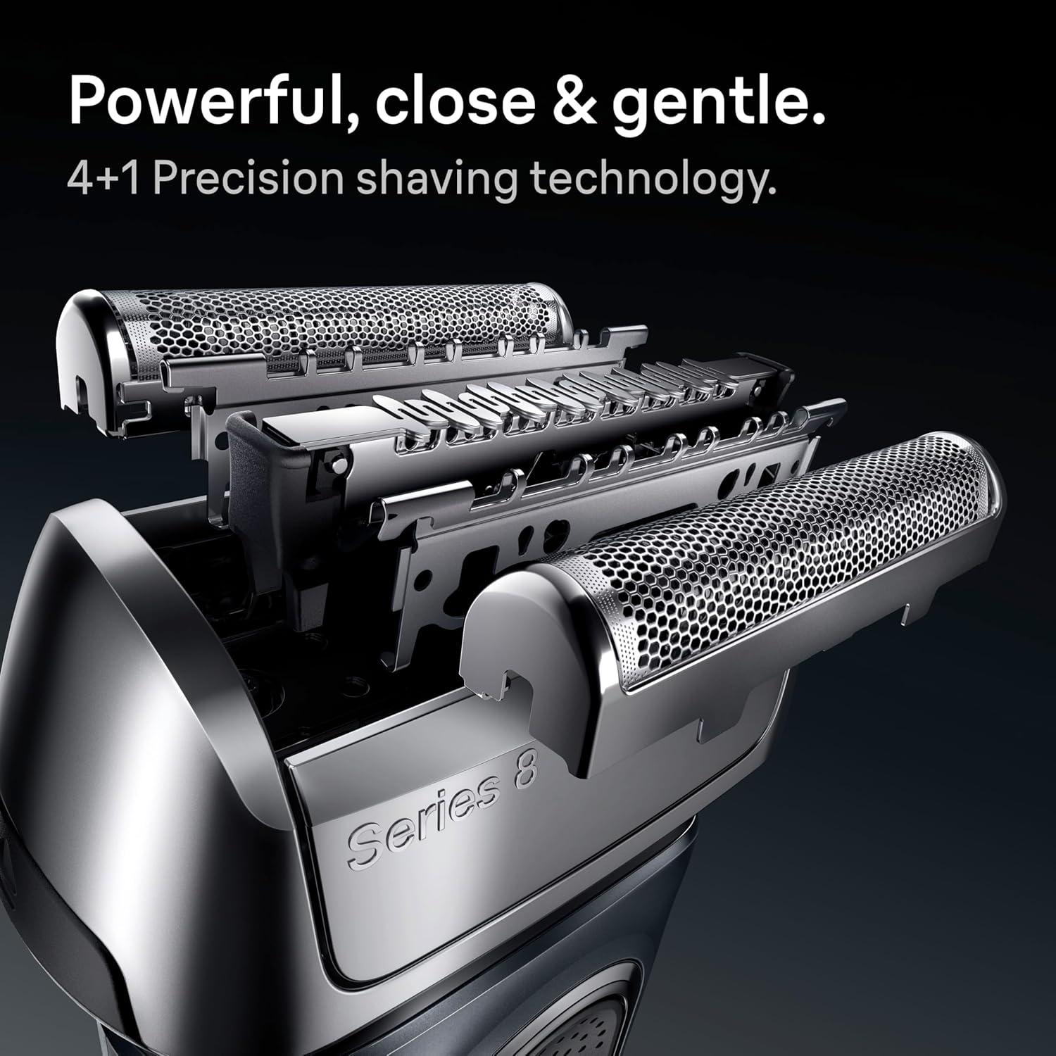 Braun Series 8 8560cc Electric Razor for Men, 4+1 Shaving Elements & Precision Long Hair Trimmer, 5in1 SmartCare Center, Close & Gentle Even on Dense Beards, Wet & Dry Electric Razor, 60min Runtime(Black)