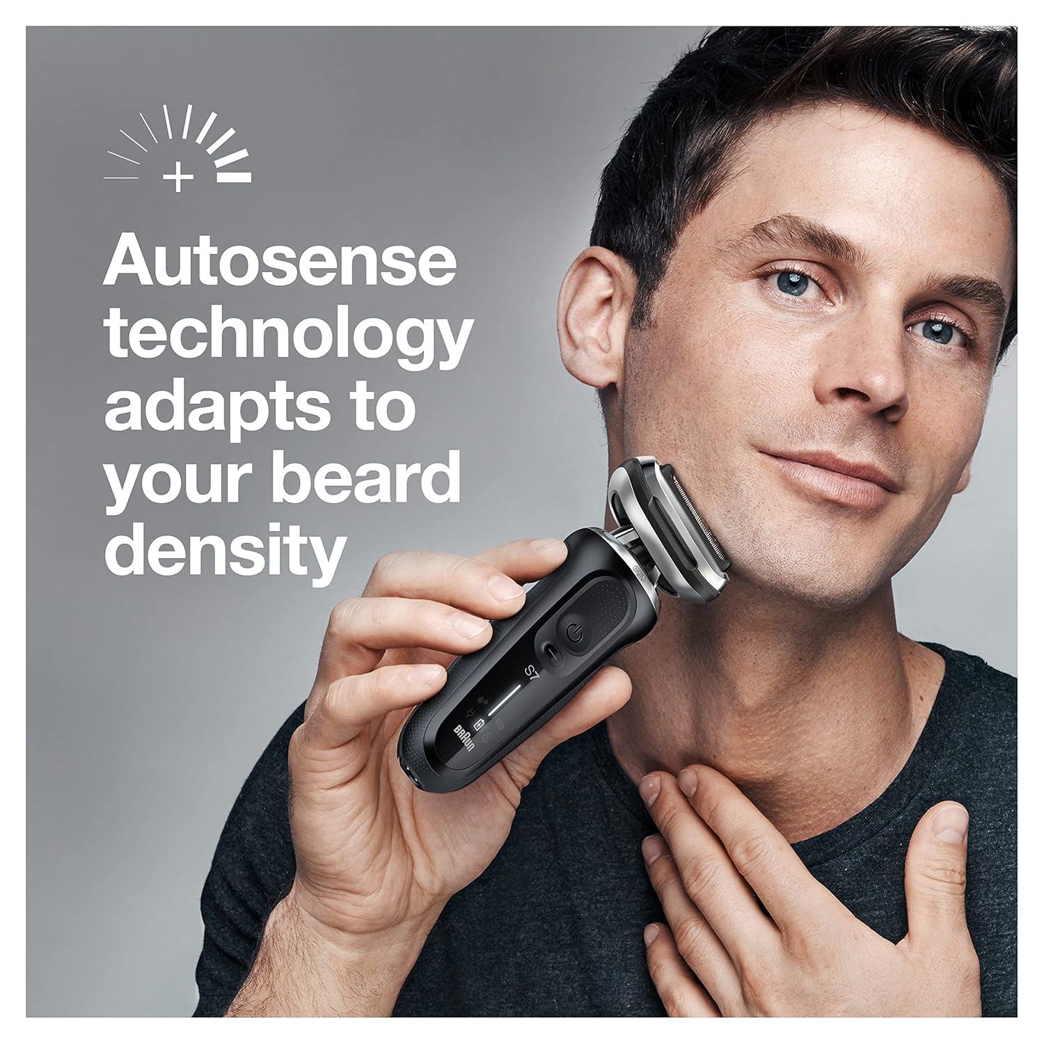 Braun Electric Shaver for Men, Series 7 7177cc, Wet & Dry Shave, Turbo & Gentle Shaving Modes, Waterproof Foil Shaver, Space Grey(Black)
