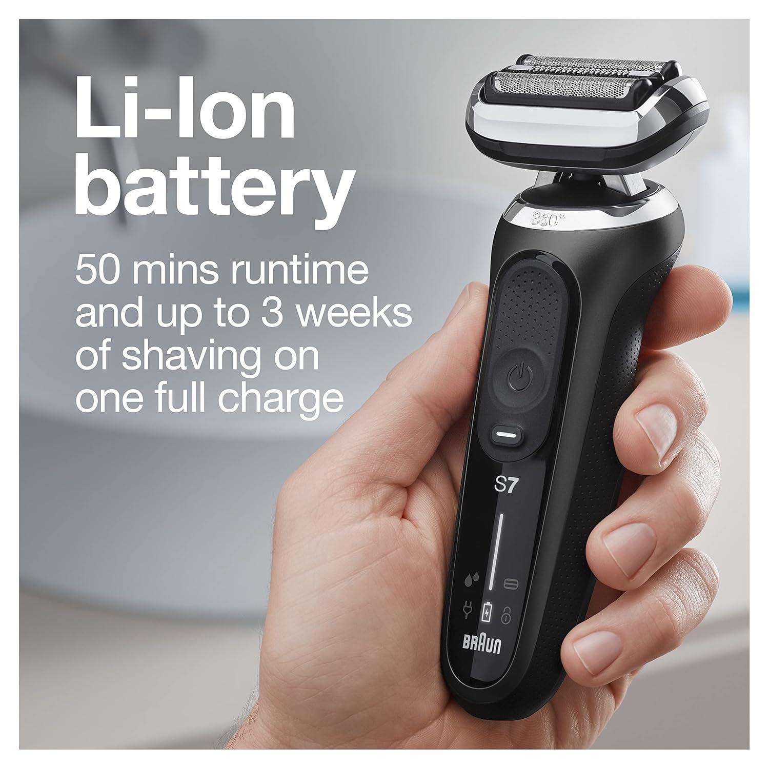 Braun Electric Shaver for Men, Series 7 7177cc, Wet & Dry Shave, Turbo & Gentle Shaving Modes, Waterproof Foil Shaver, Space Grey(Black)
