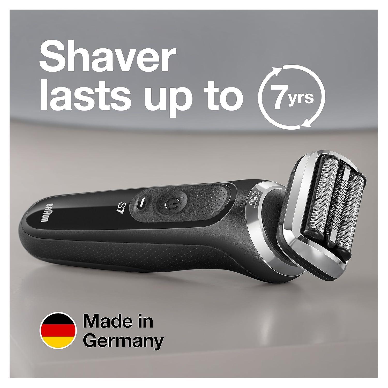 Braun Electric Shaver for Men, Series 7 7177cc, Wet & Dry Shave, Turbo & Gentle Shaving Modes, Waterproof Foil Shaver, Space Grey(Black)
