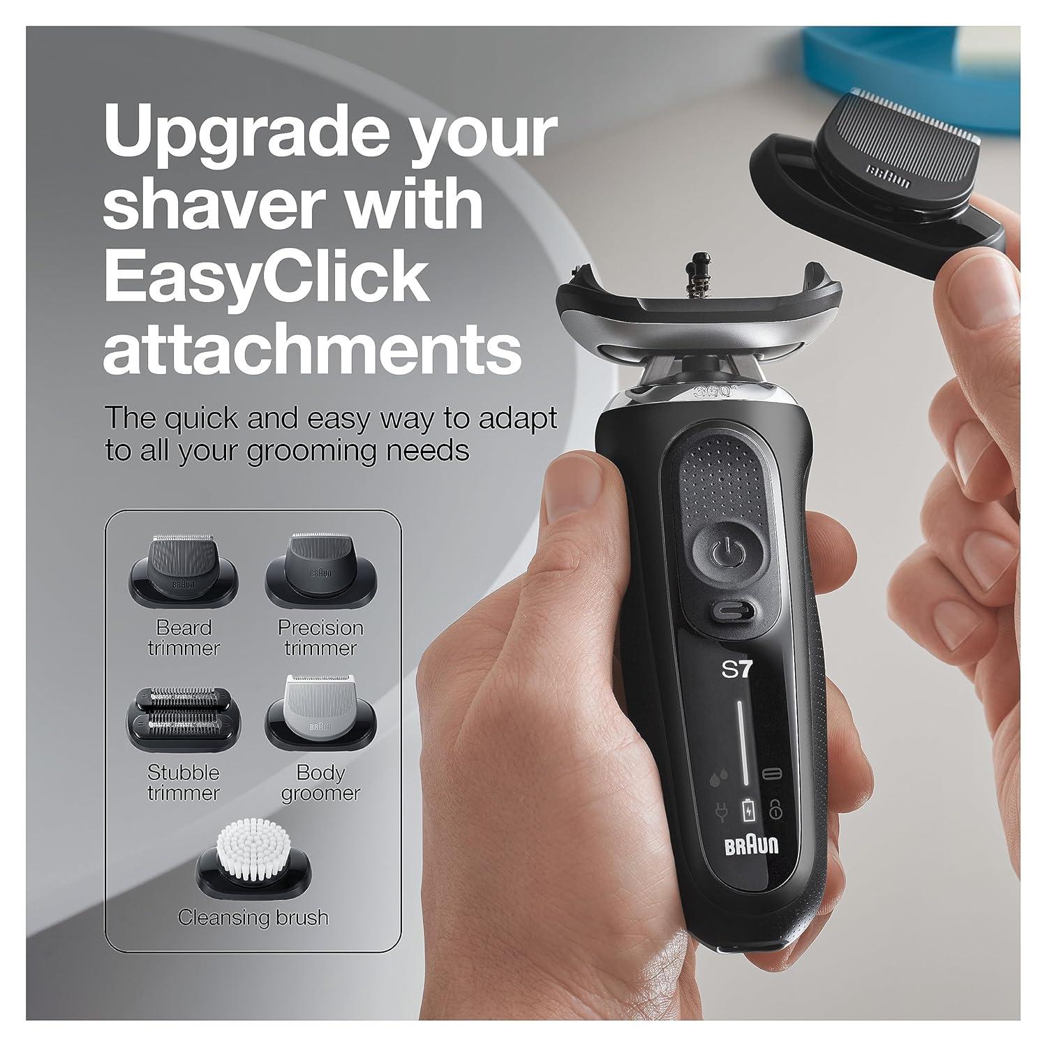 Braun Electric Shaver for Men, Series 7 7177cc, Wet & Dry Shave, Turbo & Gentle Shaving Modes, Waterproof Foil Shaver, Space Grey(Black)
