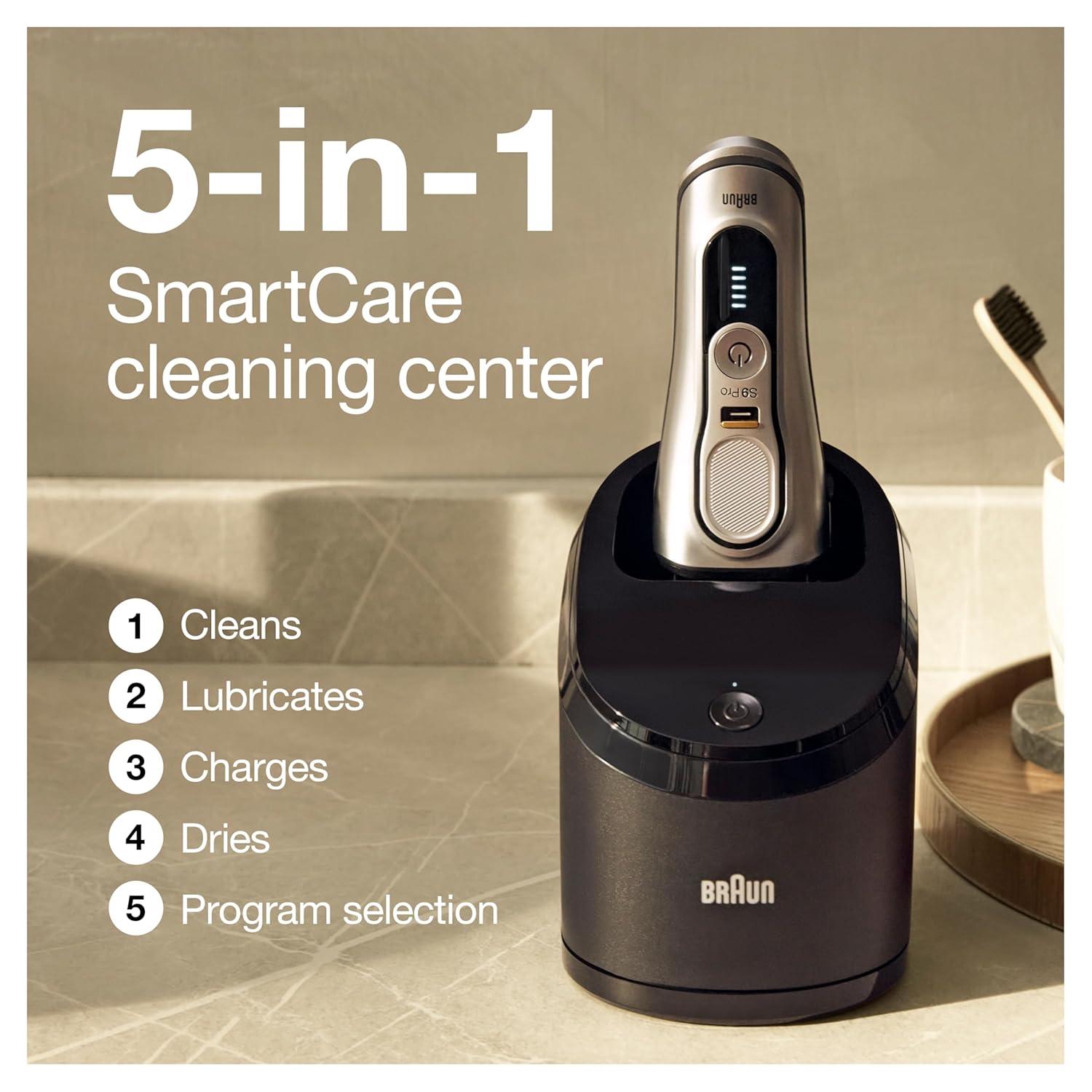 Braun Series 9 Pro 9487cc Electric Razor for Men, Wet & Dry, Rechargeable, Electric Shaver with Clean & Charge Station and ProCare Attachment, Holiday Gifts for Men(9487cc)