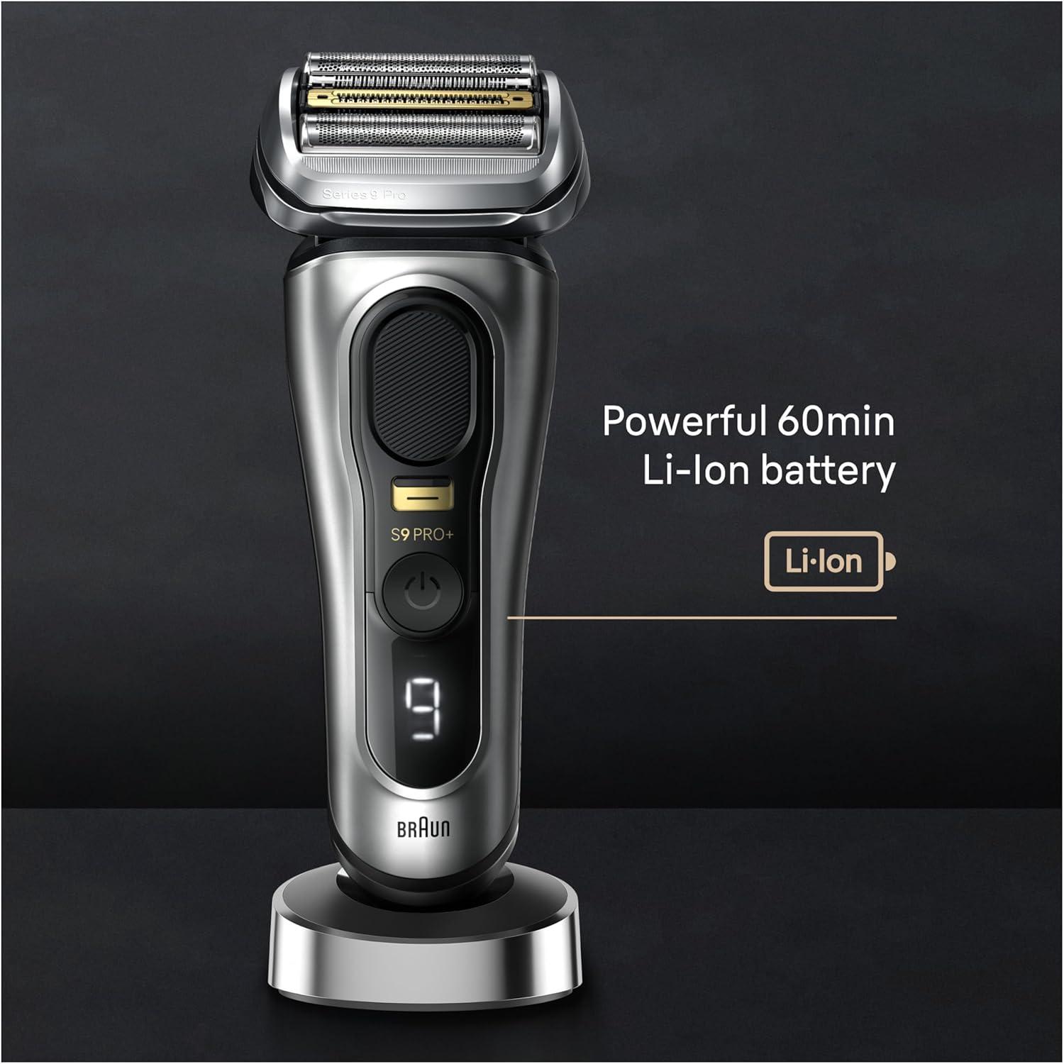Braun Series 9 PRO+ Electric Razor for Men, 5 Pro Shave Elements & Precision Long Hair Trimmer, 6in1 SmartCare Center, Wet & Dry Electric Shaver for Smooth Skin with 60min Battery Runtime, 9517s(Silver)